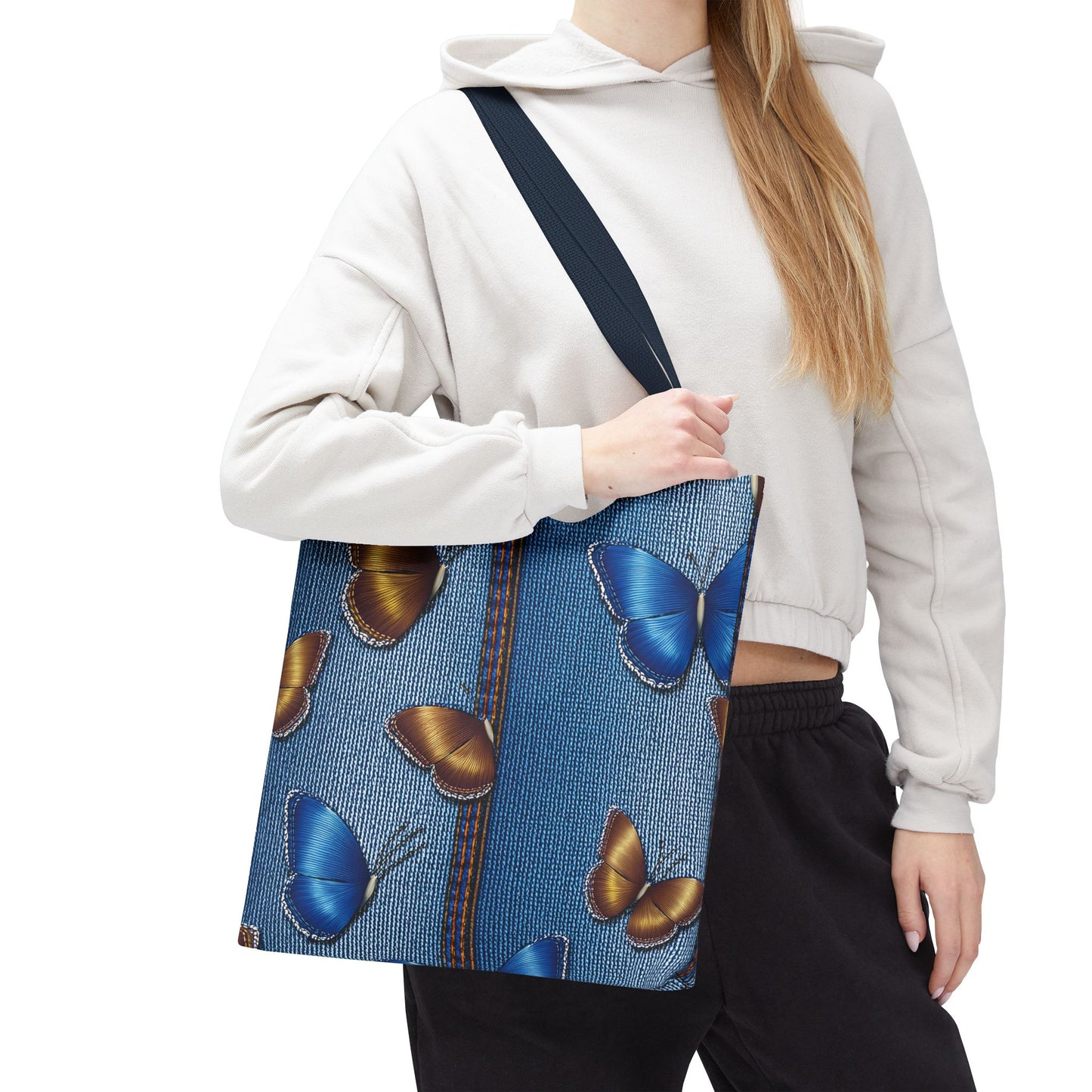 Denim Fabric Imitation Print Unisex Canvas Bag Poly Spun 3 Sizes Tote Bag 172