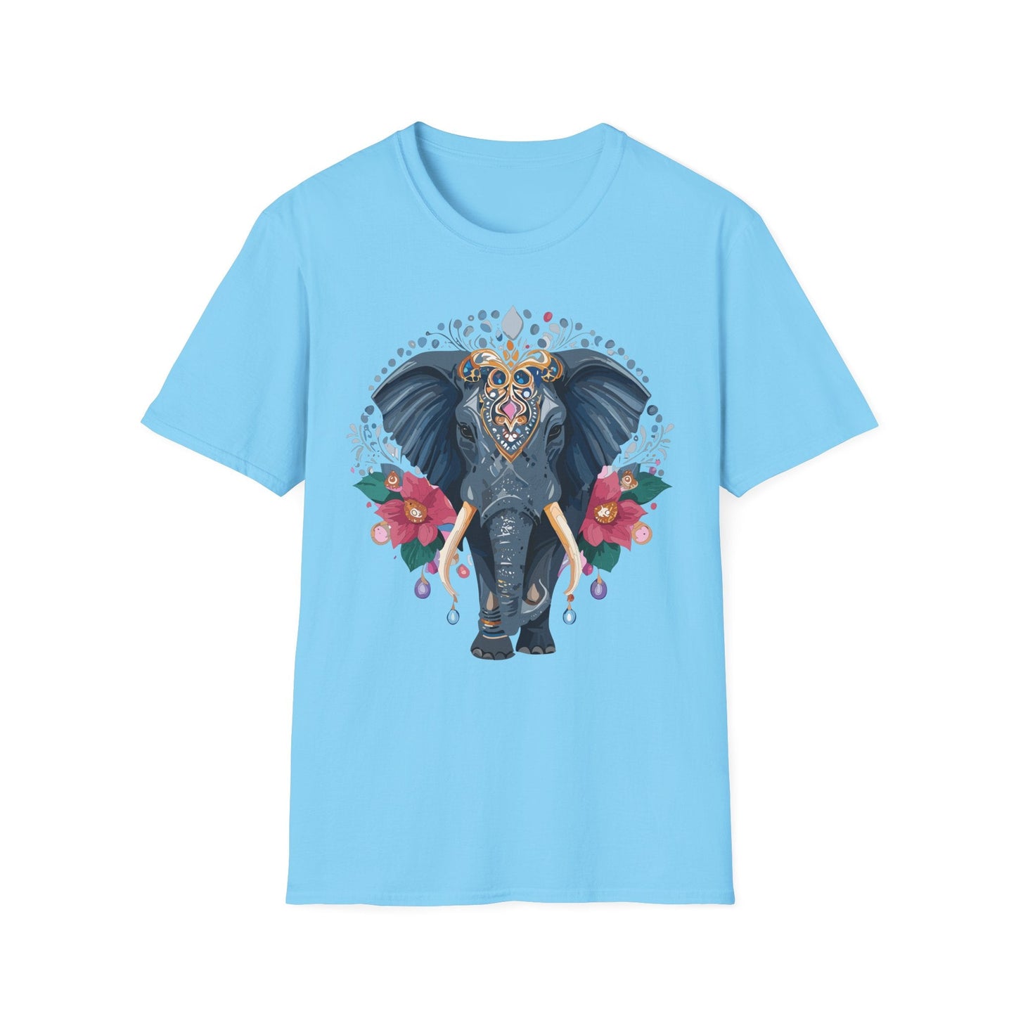Elephant Graphic T Shirt Unisex Cotton Tee Softstyle Gildan 64000 Elephant Design