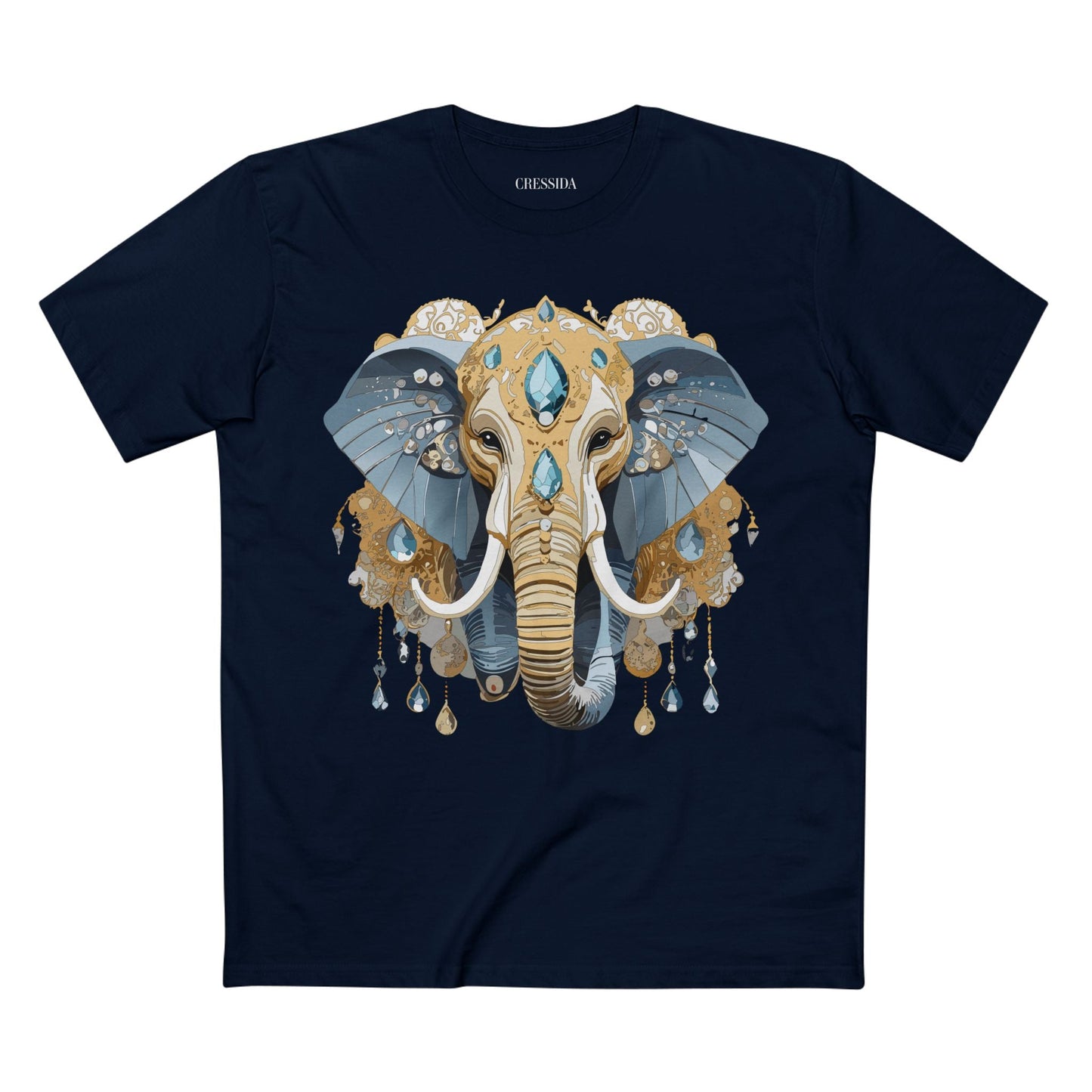 Elephant Graphic Unisex 100 Cotton Tee With Unique Animal Golden Medallion Art Design 35