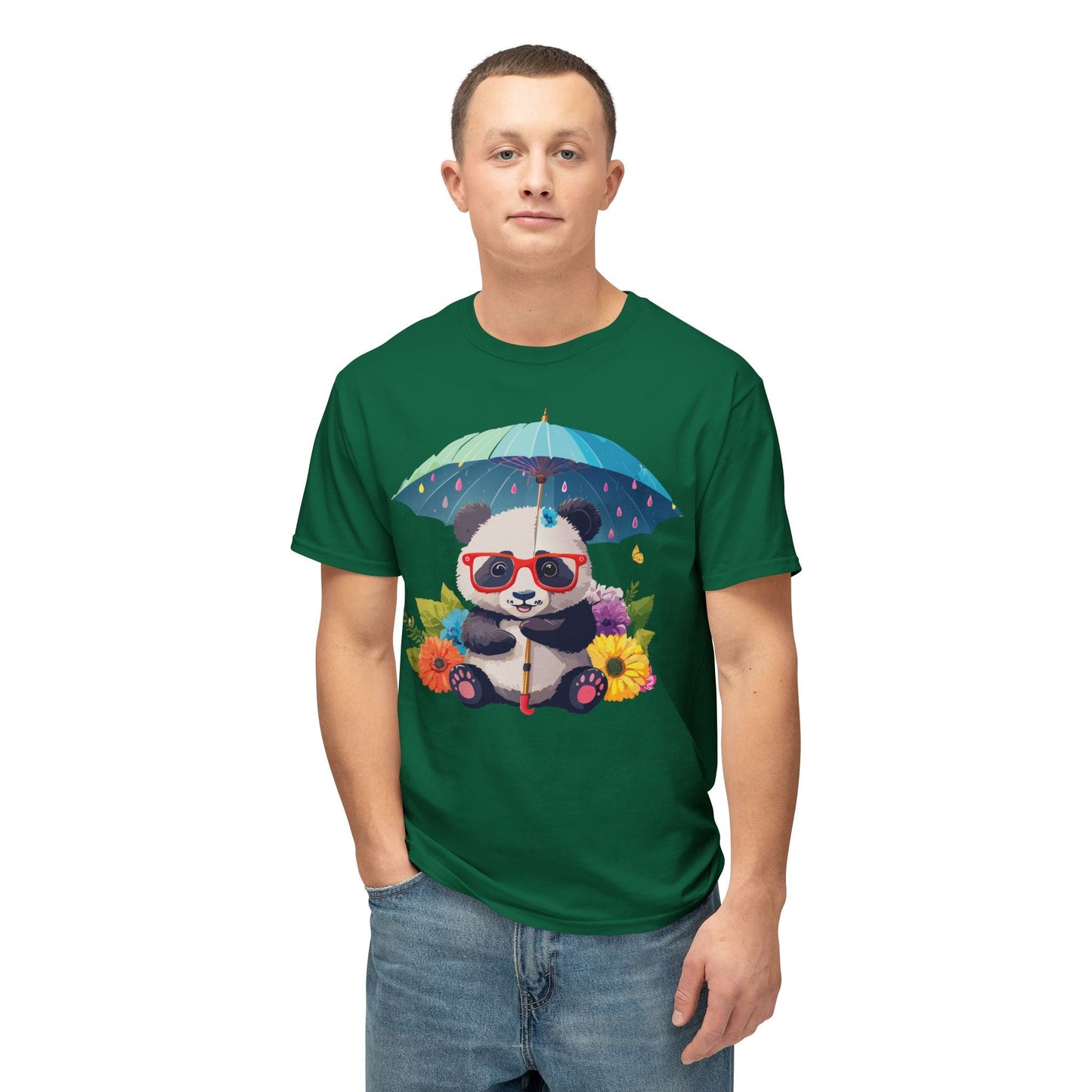 Panda Art T Shirt Unisex HD Cotton Tee With Floral Print Panda Design USA Printed Now