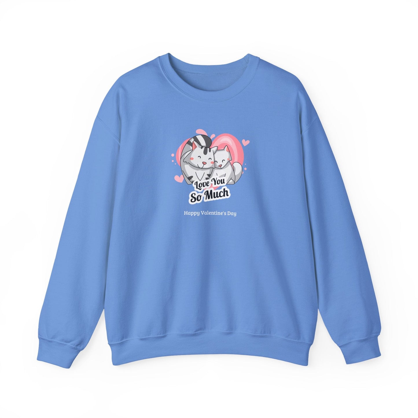 Cat Heart Sweatshirt Valentines Day Unisex 50 50 Cotton Poly Crewneck Gildan 18000