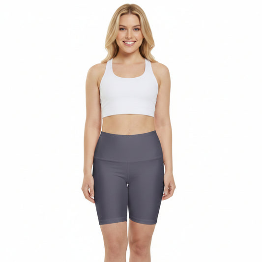 Foggy Purple Workout Shorts — Women's High-Waist Performance Biker Shorts