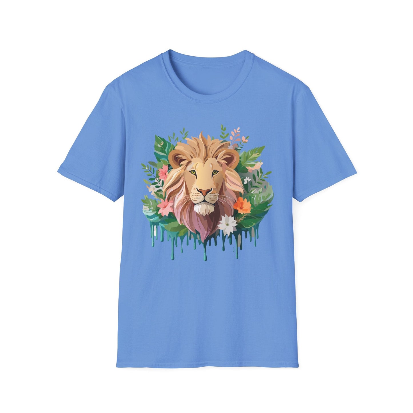 Lion Shirt Unisex Floral Lion Tee Animal Print Short Sleeve Tee