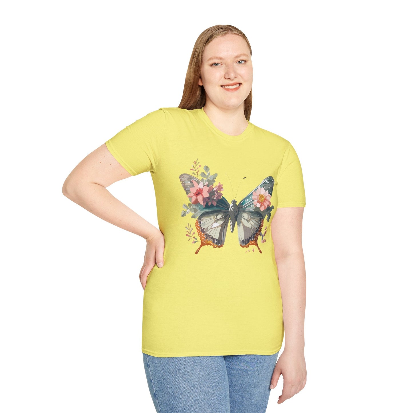 Butterfly Shirt Unisex Softstyle T Shirt Gildan 64000 Lightweight Ring Spun Cotton Monarch Design