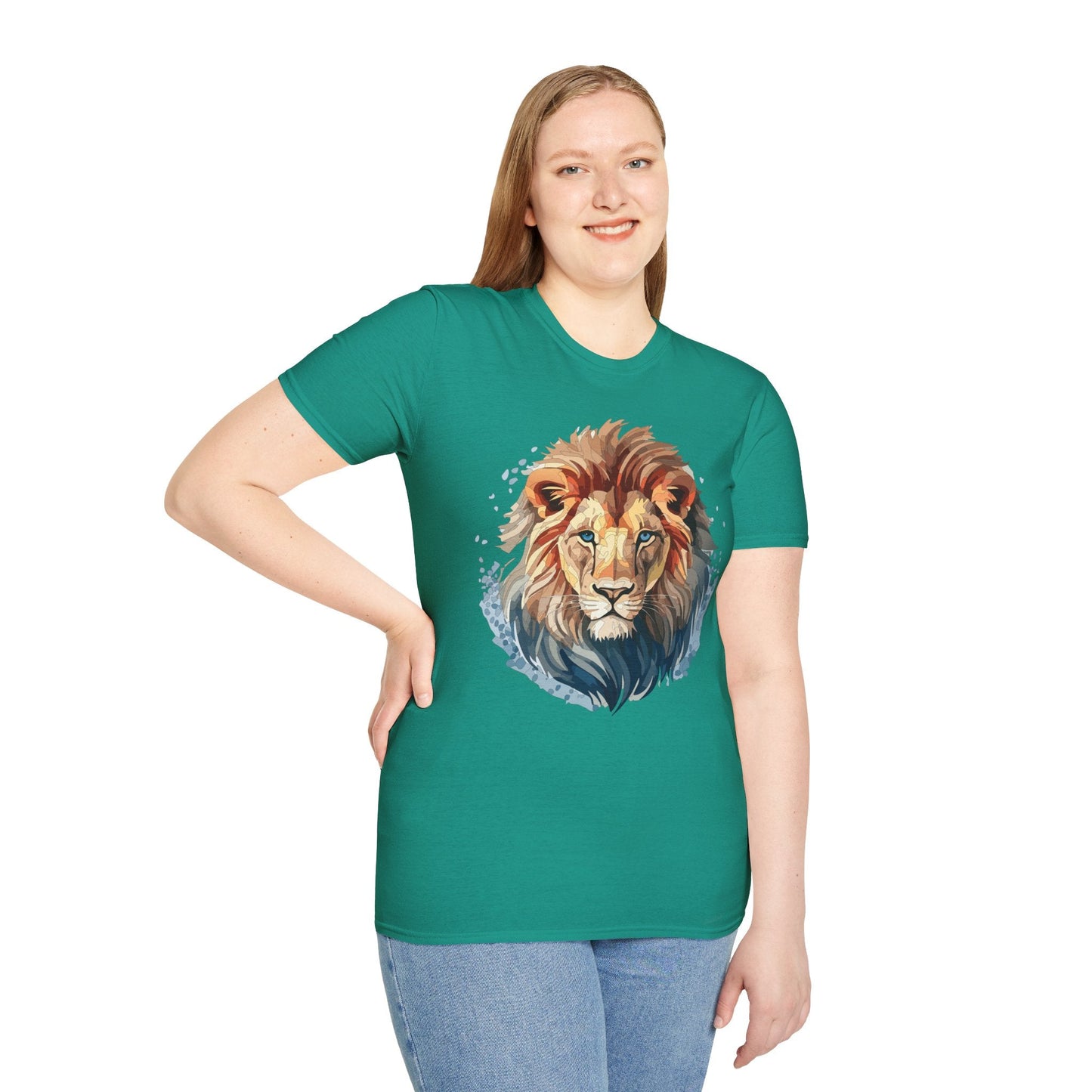 Unisex Lion Shirt Floral Lion Tee Gildan Softstyle 64000 Tee