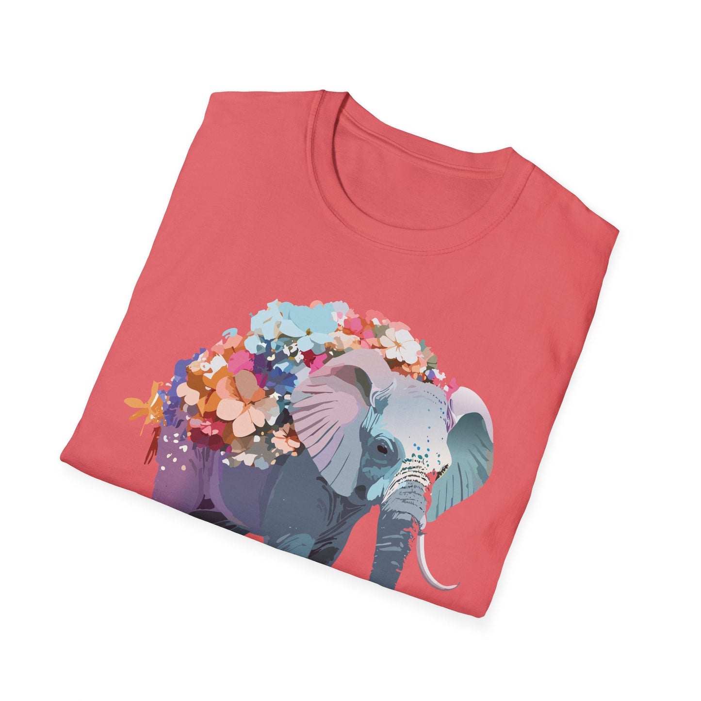 Elephant T Shirt Unisex Softstyle Tee 100 Percent Ring Spun Cotton Animal Design