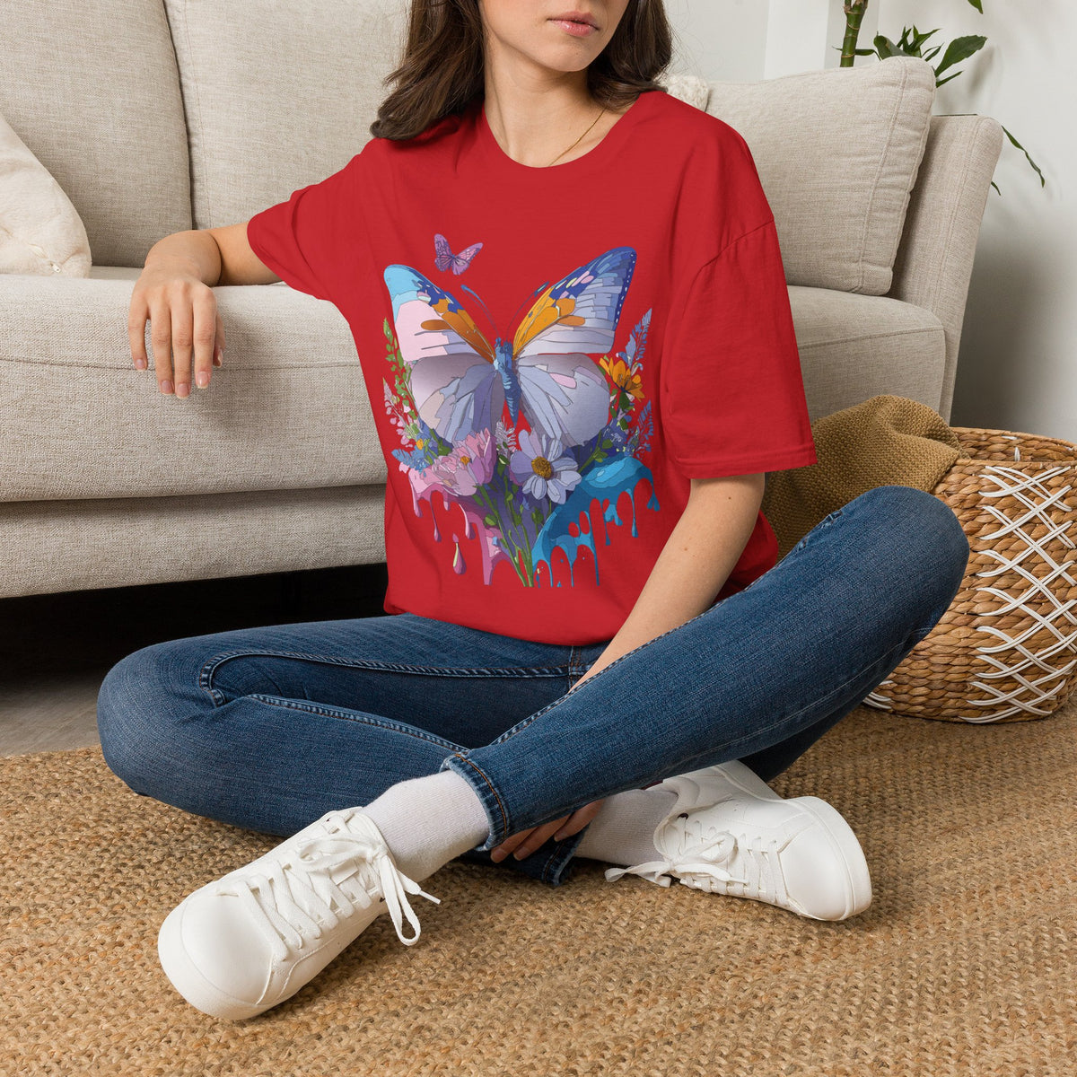 Butterfly Splash T-Shirt — Colorful Floral Drip Graphic Tee Unisex 100 Cotton Gildan T-Shirt