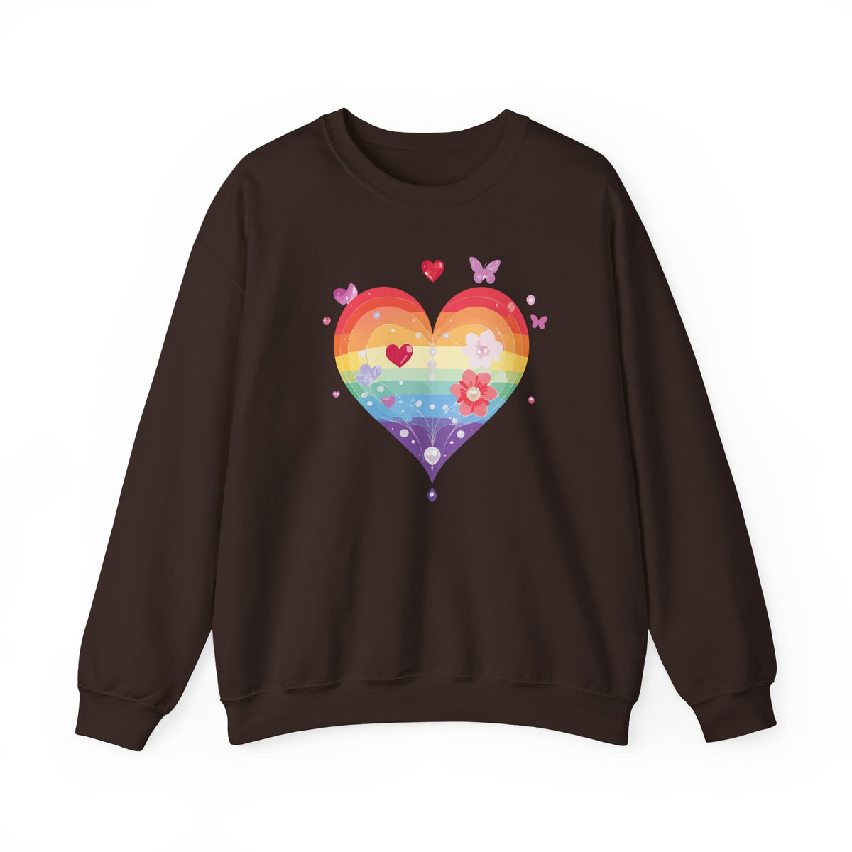 Rainbow Heart Sweatshirt, Floral Heart Sweatshirt, Floral Love Sweatshirt, Valentine's Day Sweatshirt, Rainbow Heart Floral Sweatshirt 115