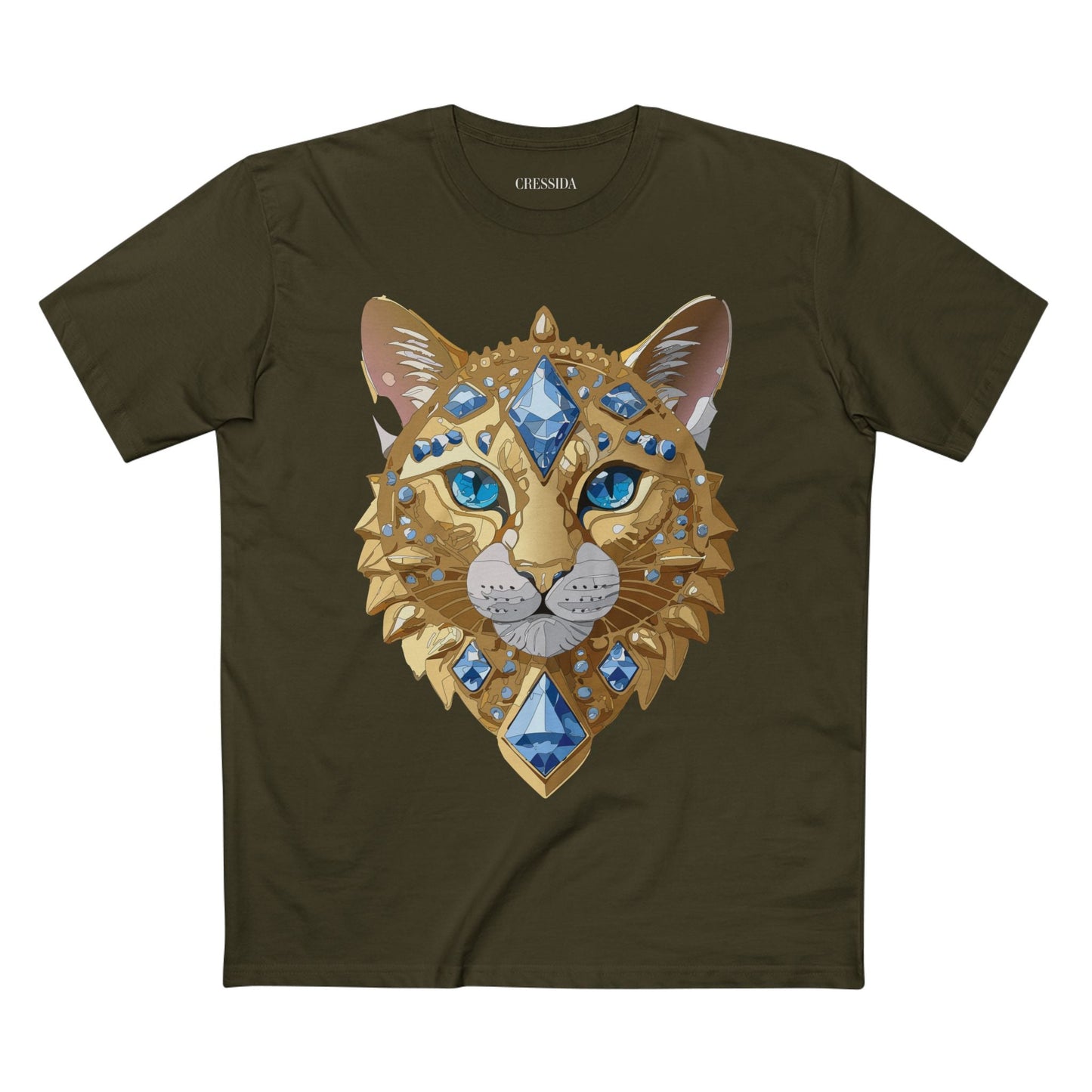 Cat Graphic Unisex 100 Cotton Tee With Unique Animal Golden Medallion Art Design 12