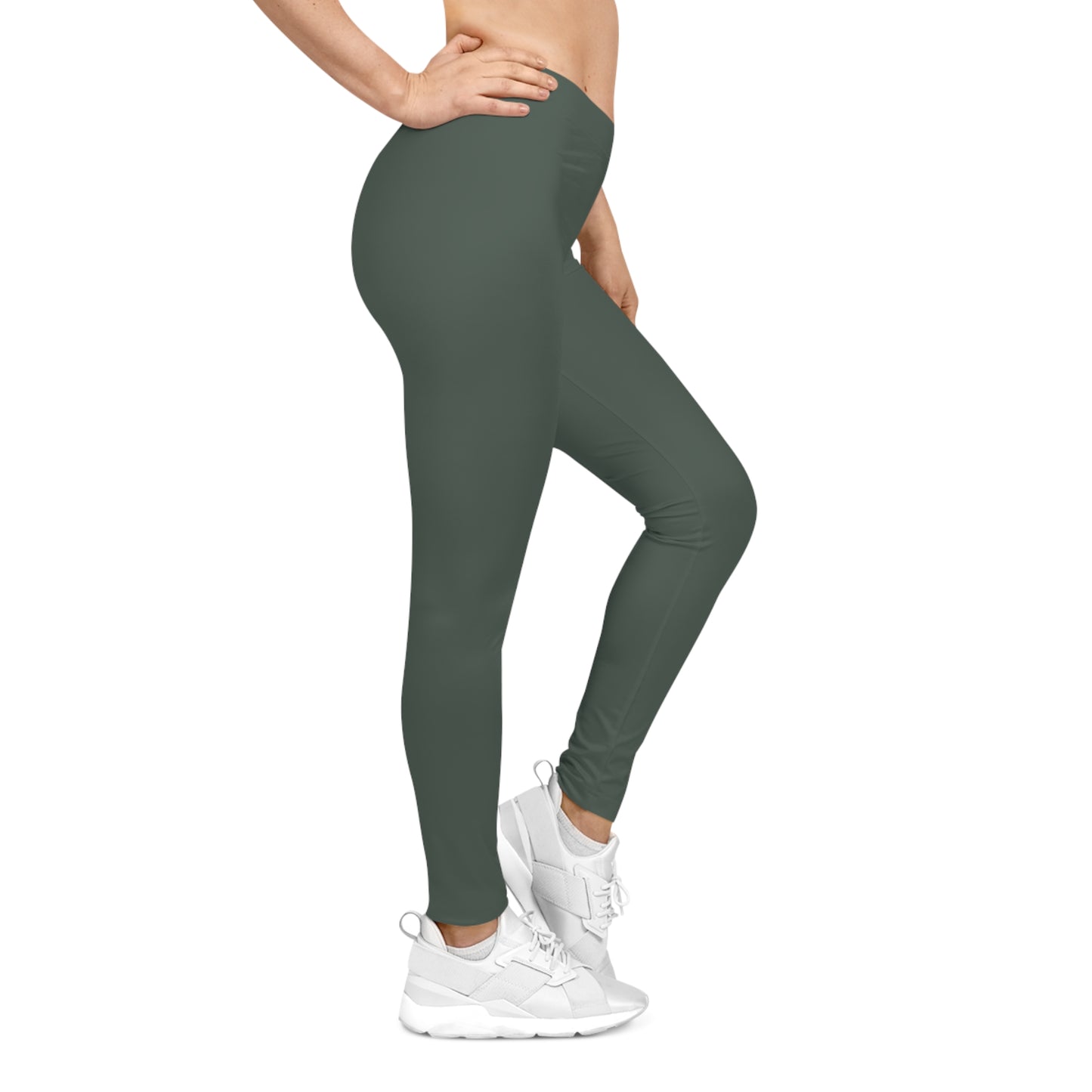 Dark Grey Olive Color Women's Poly-Span Casual Leggings XS-2XL