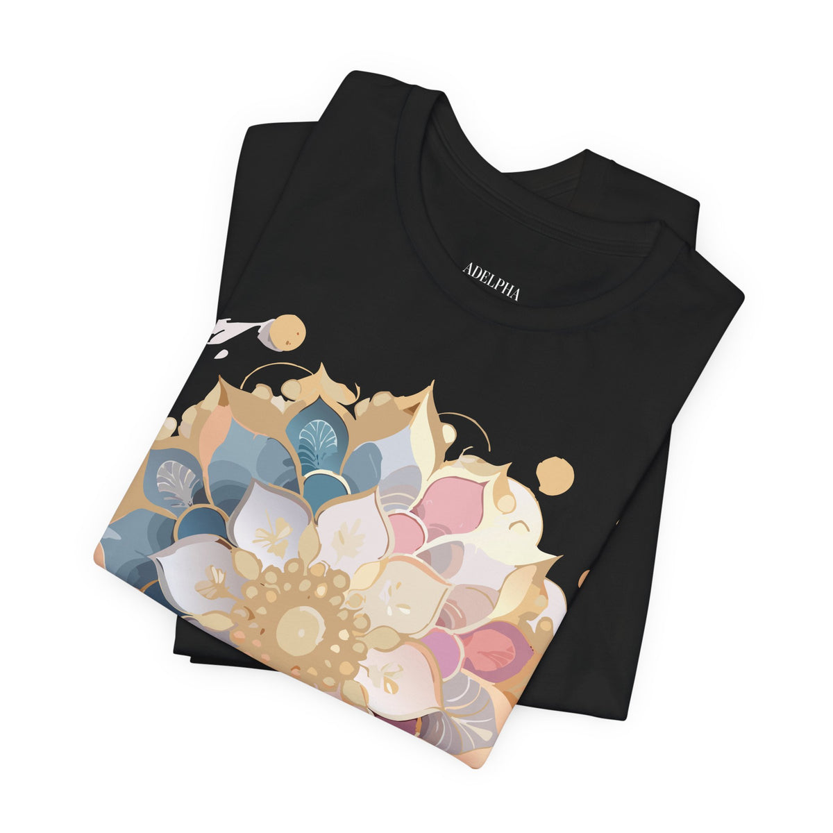 Mandala Graphic Unisex Cotton Bella+Canvas Tee with Floral Art Design d20