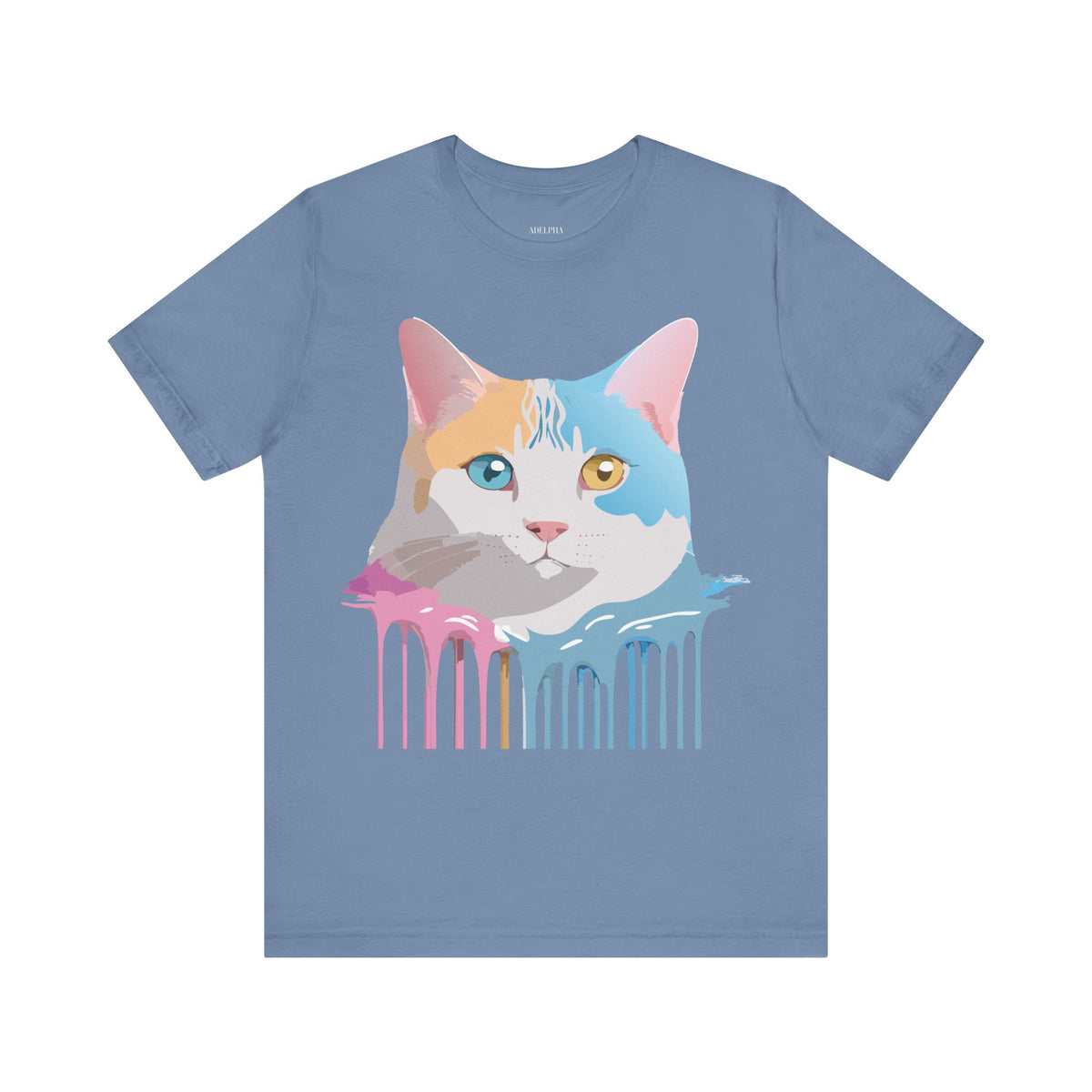 Cat Graphic Unisex Cotton Bella+Canvas Tee with Art Animal Design e108