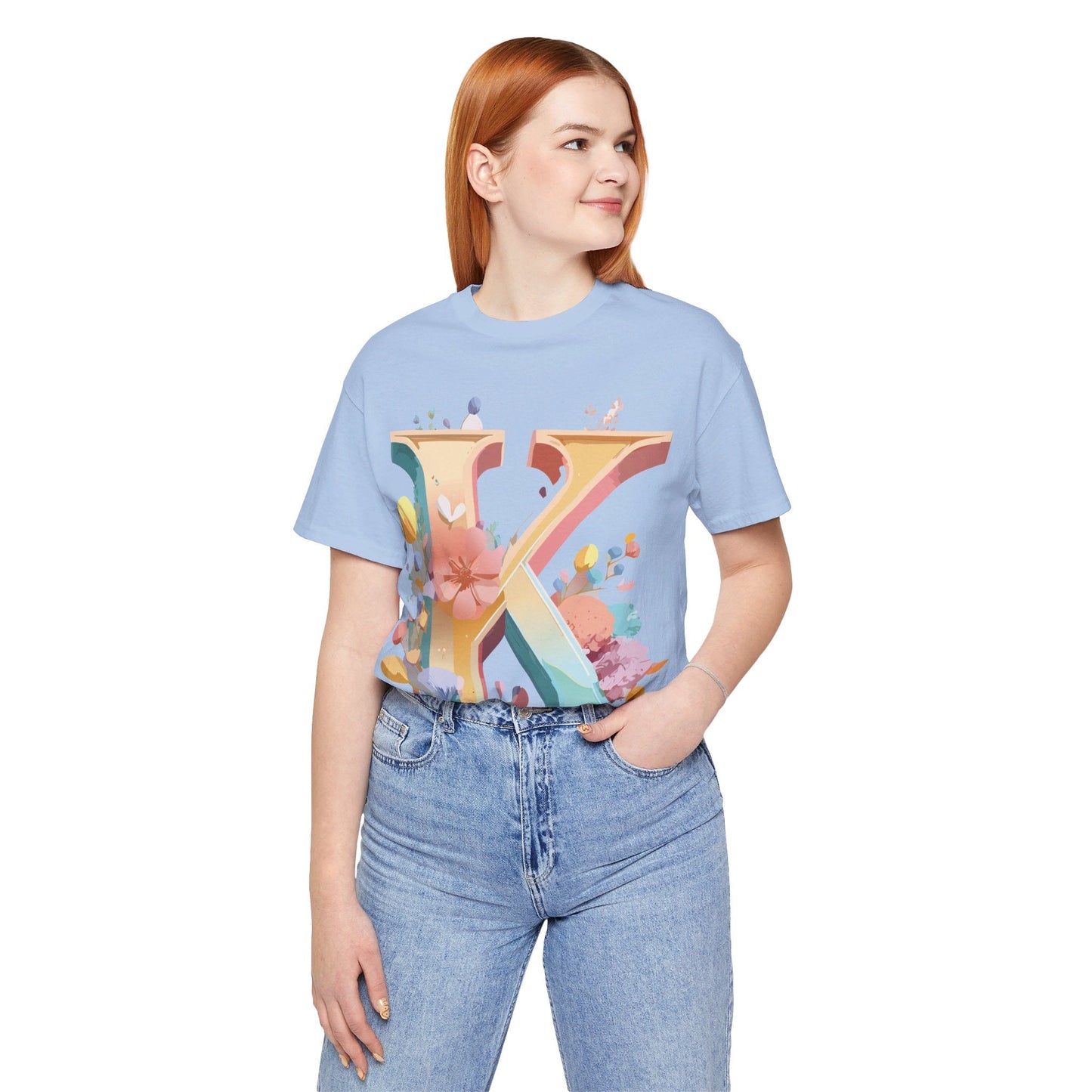 Letter K Shirt Unisex Graphic Tee With Vintage Inspired Artwork By Adelpha Short Sleeve