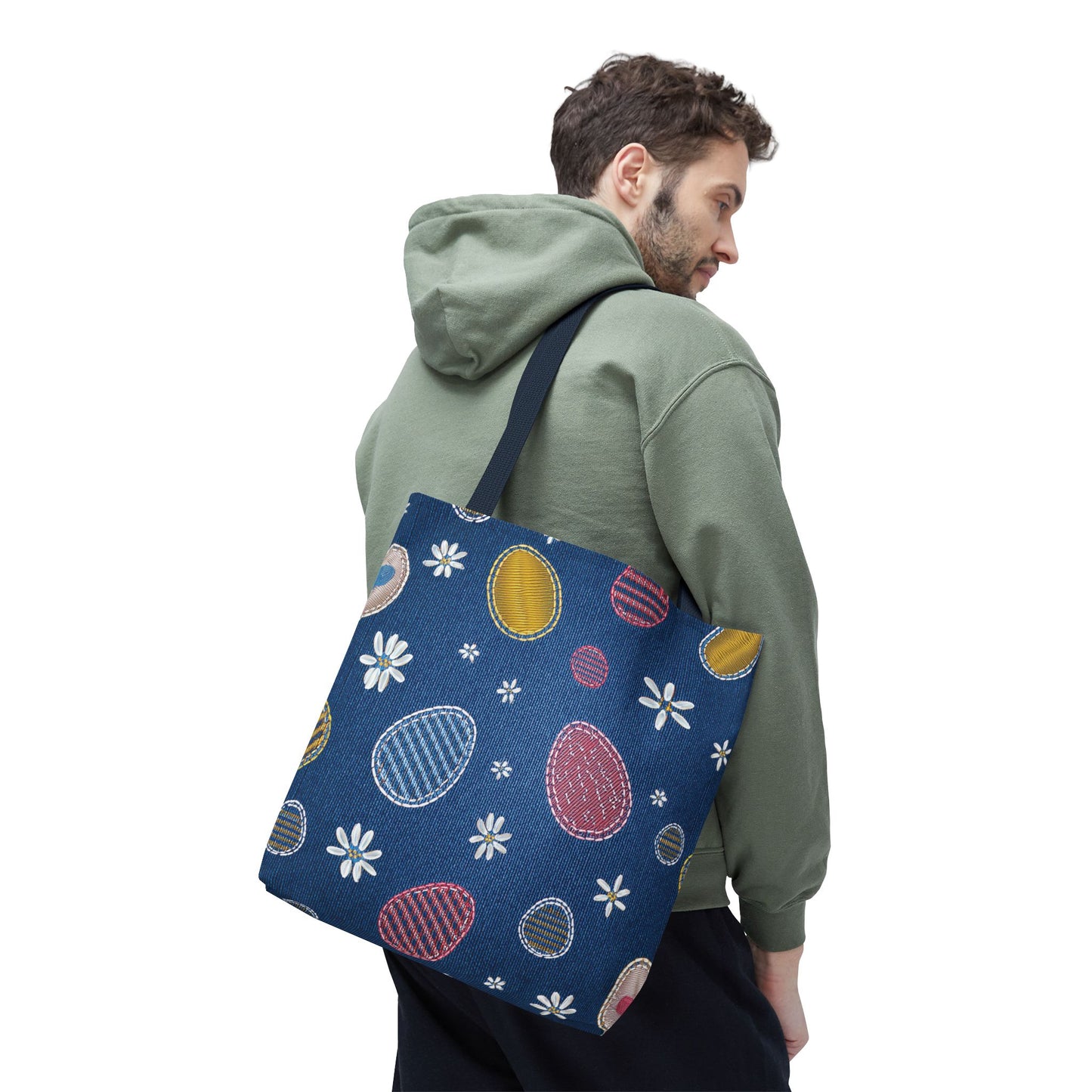 Easter Graphic Design Denim Fabric Imitation Print Unisex Canvas Bag Poly Spun 3 Sizes Tote Bag 204-15