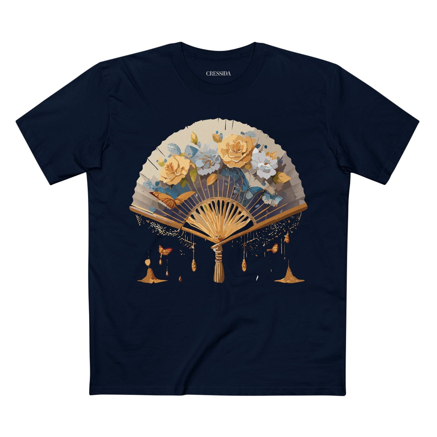 Antique Fan Graphic Design T-Shirt Unisex 100 Cotton Floral Carnival Artwork Tee 2