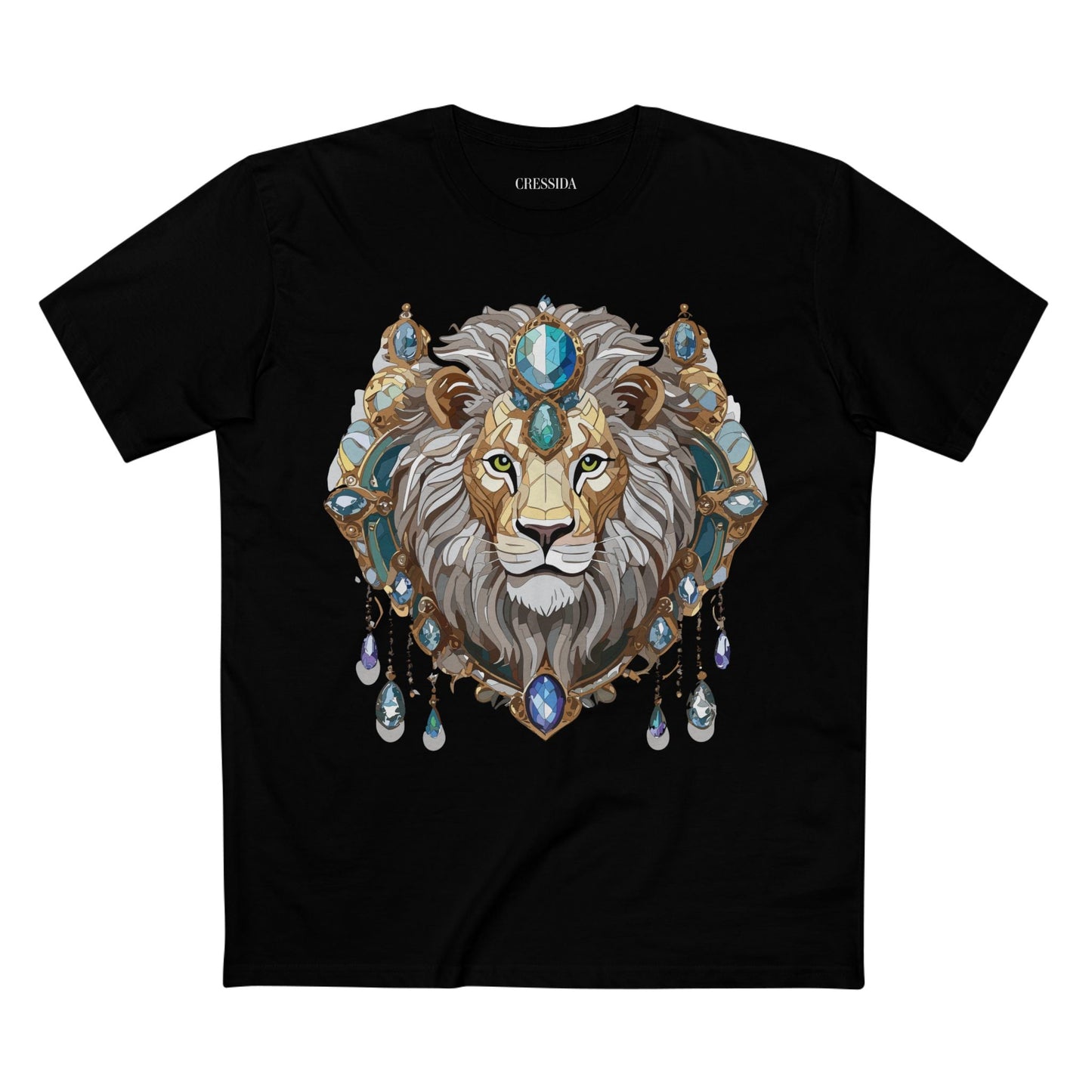 Lion Graphic Unisex 100 Cotton Tee With Unique Animal Golden Medallion Art Design 61