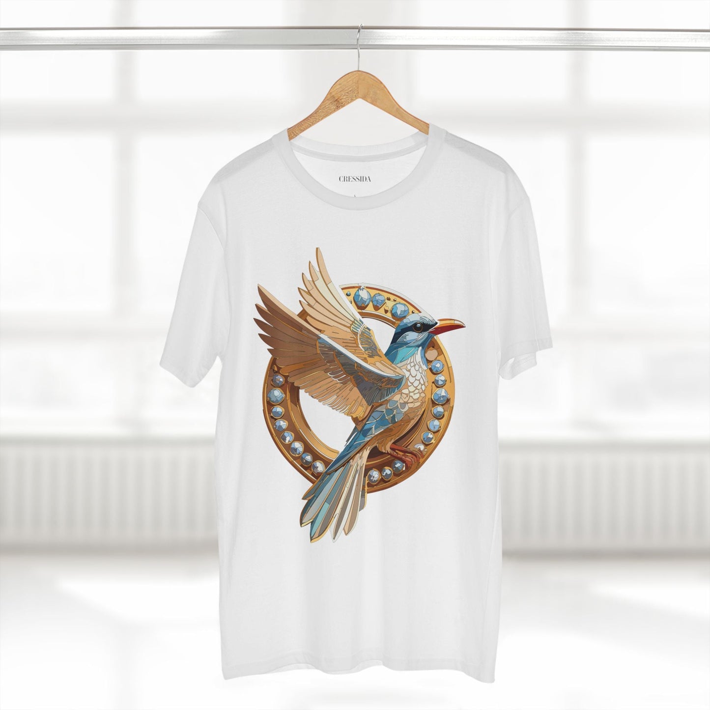 Bird Graphic Unisex 100 Cotton Tee With Unique Animal Golden Medallion Art Design 20