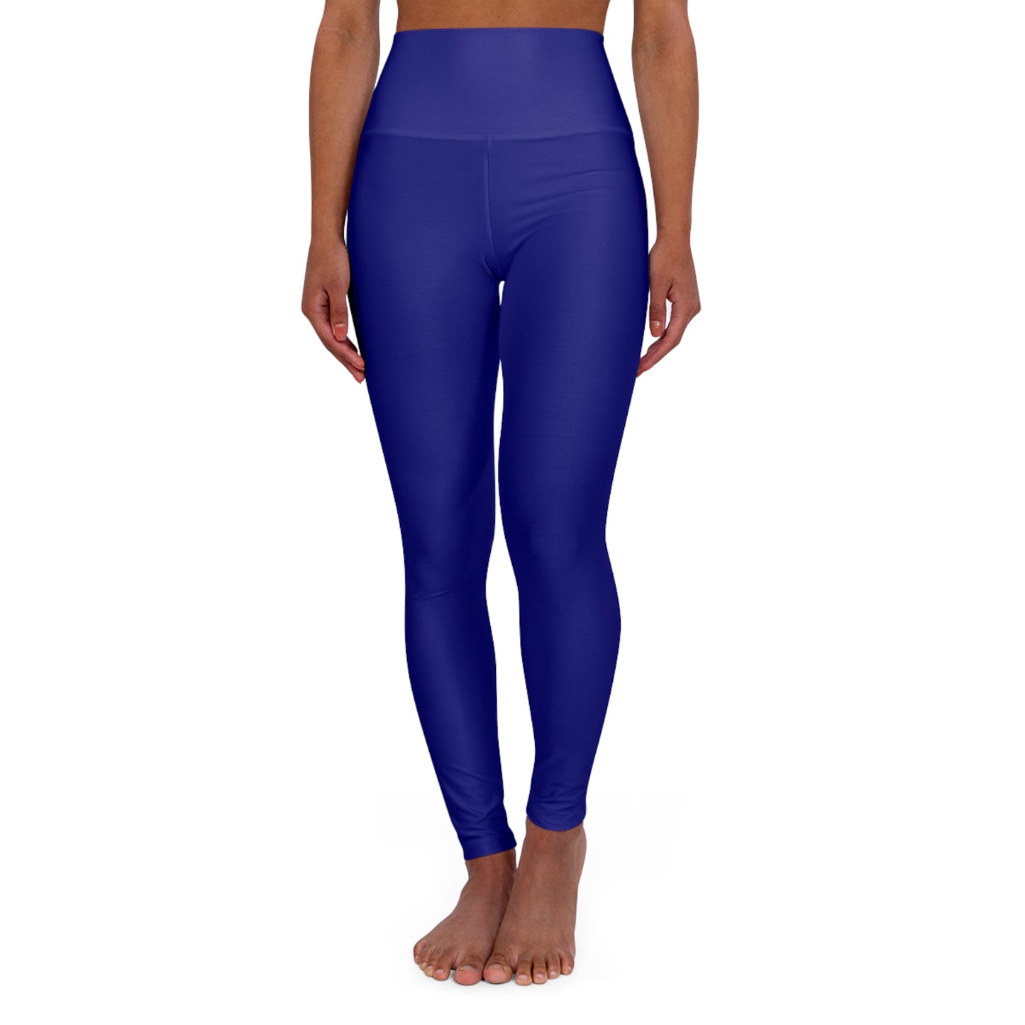High-Waist Navy Blue Yoga Leggings Women's Seamless Poly-Span Solid Royal Blue Stretchy Pants