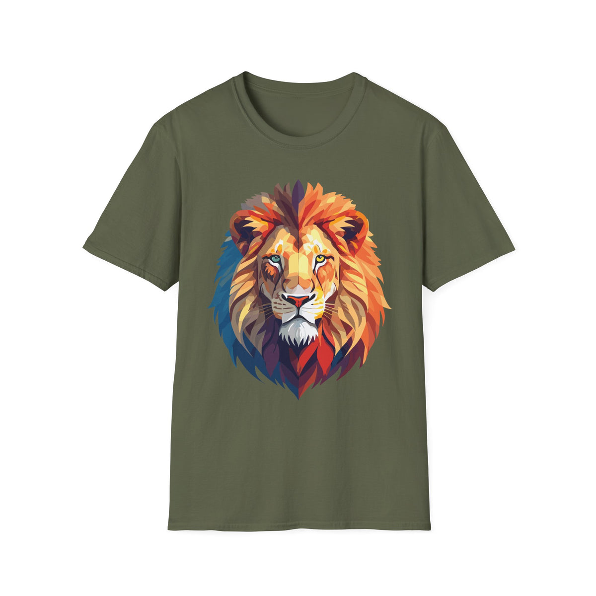 Colorful Lion Head T-Shirt | Vibrant Animal Portrait, Wildlife Tee