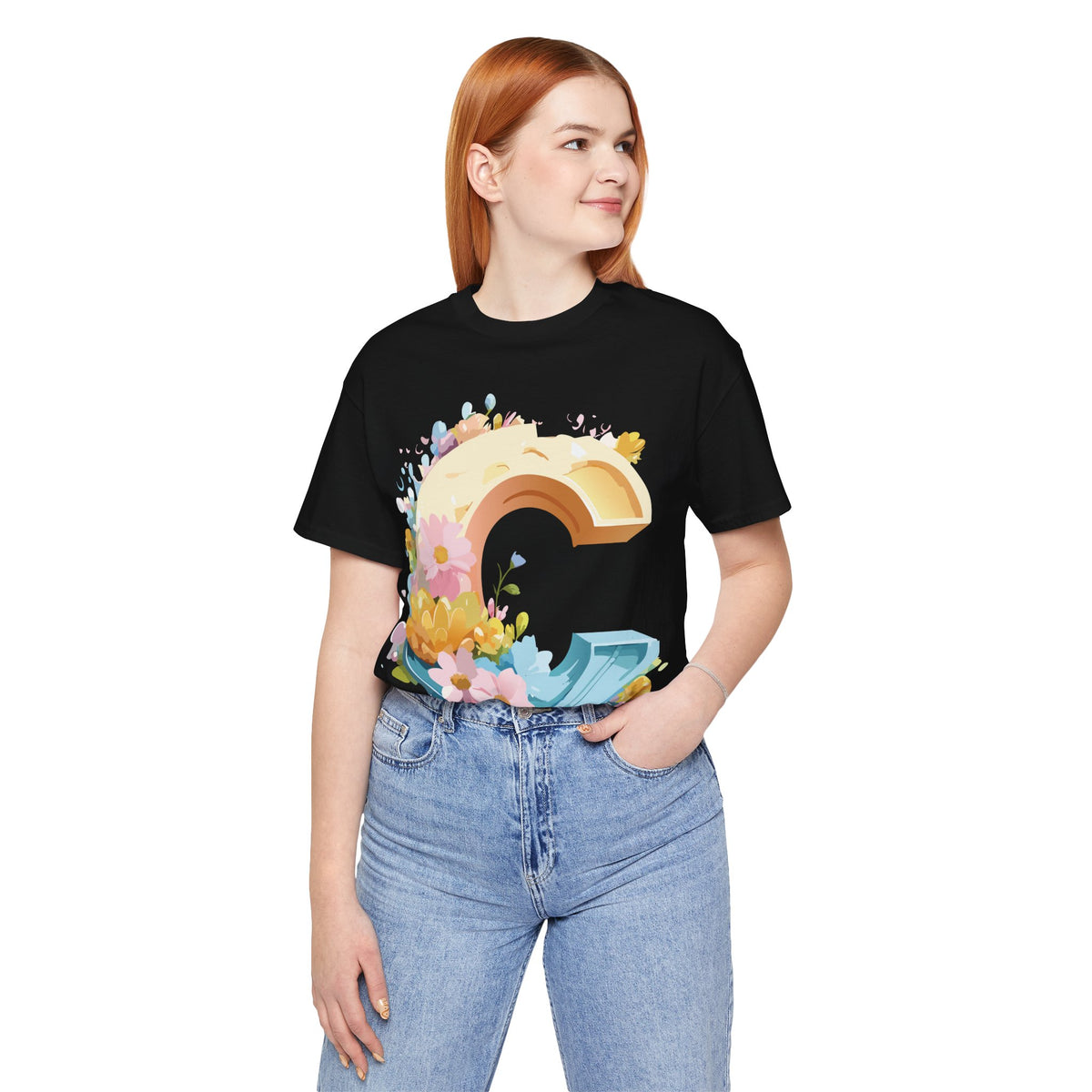 Letter C Graphic Unisex Cotton Bella+Canvas Tee with Art Letter Design