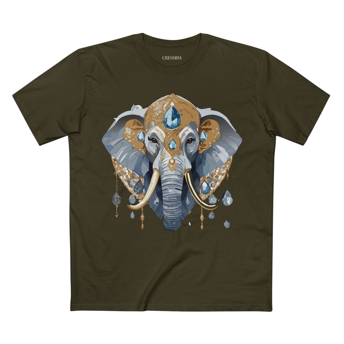 Elephant Graphic Unisex 100 Cotton Tee With Unique Animal Golden Medallion Art Design 36