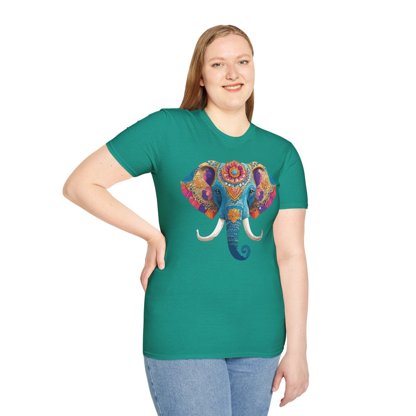 Unisex Elephant Graphic Tee Gildan Softstyle Cotton T Shirt Animal Print Comfortable Wear