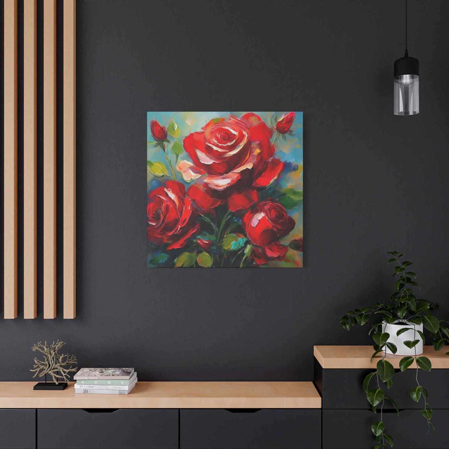 Red Roses Print Canvas, Roses Oil Paint Print 20x20, 24x24, 30x30, 32x32, 36x36, Floral Art Design Print Non-Frame MC-22