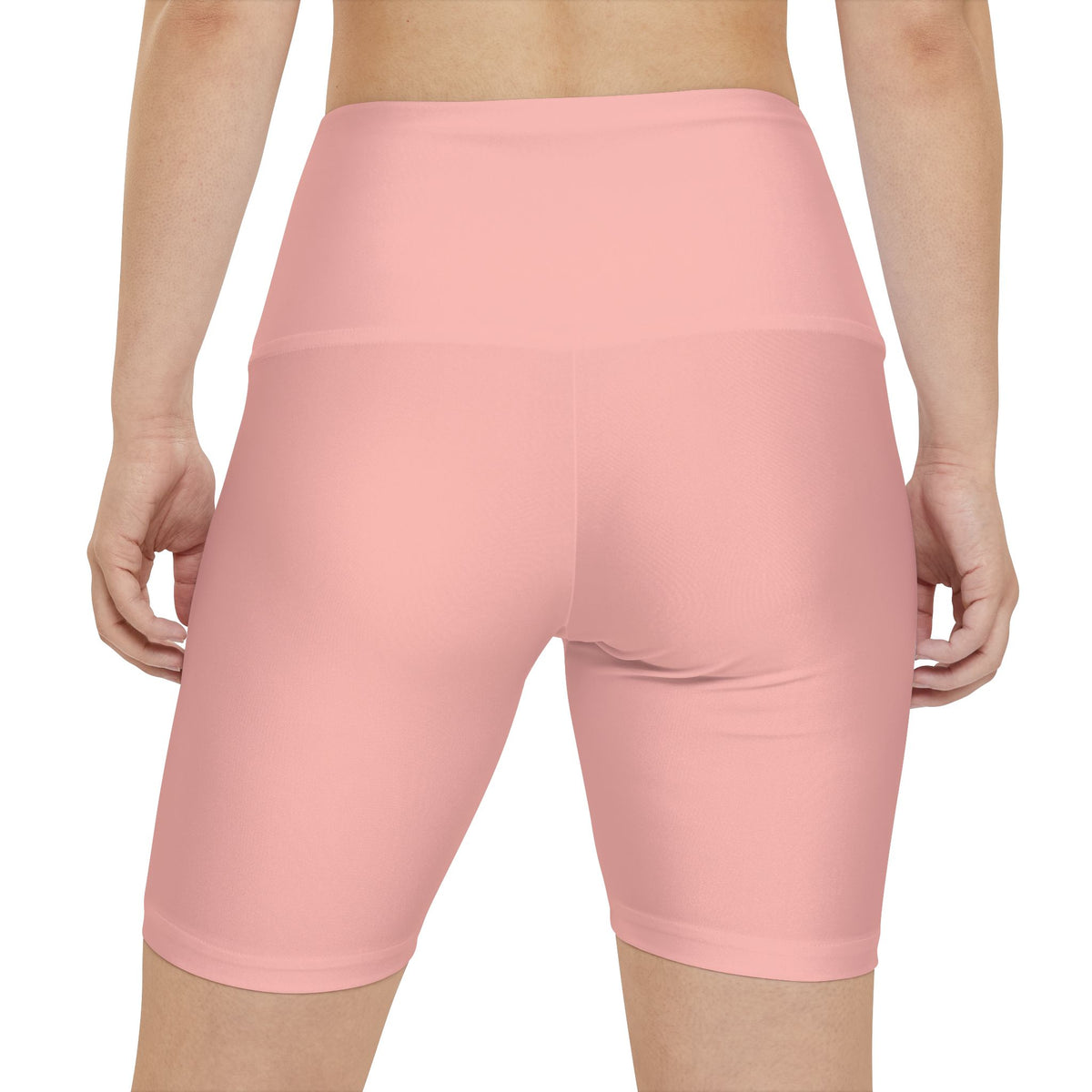 Powder Blush Rose Women's Pink High-Waist Workout Shorts — Seamless Biker Activewear