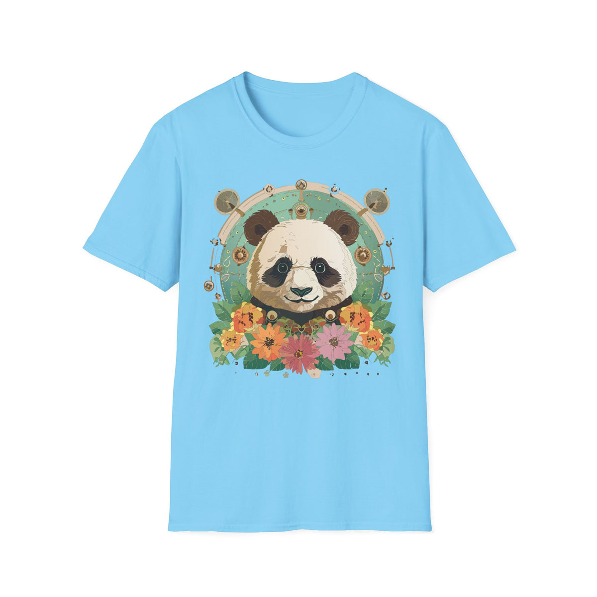 Floral Panda Portrait T-Shirt | Cute Panda Face Tee