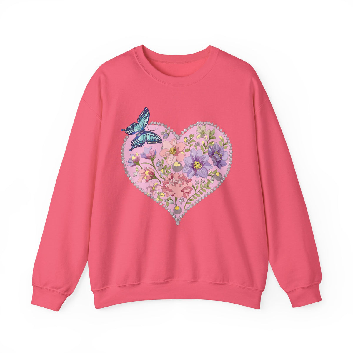 Floral Heart Love Graphic Valentine's Day Sweatshirt Unisex 50/50 Cotton-Poly Sweatshirt w38