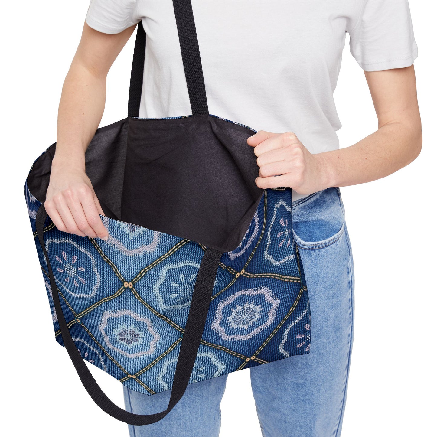 Denim Print Yoga Bag High-Quality 100% Spun Poly 24x13 Canvas Bag 99