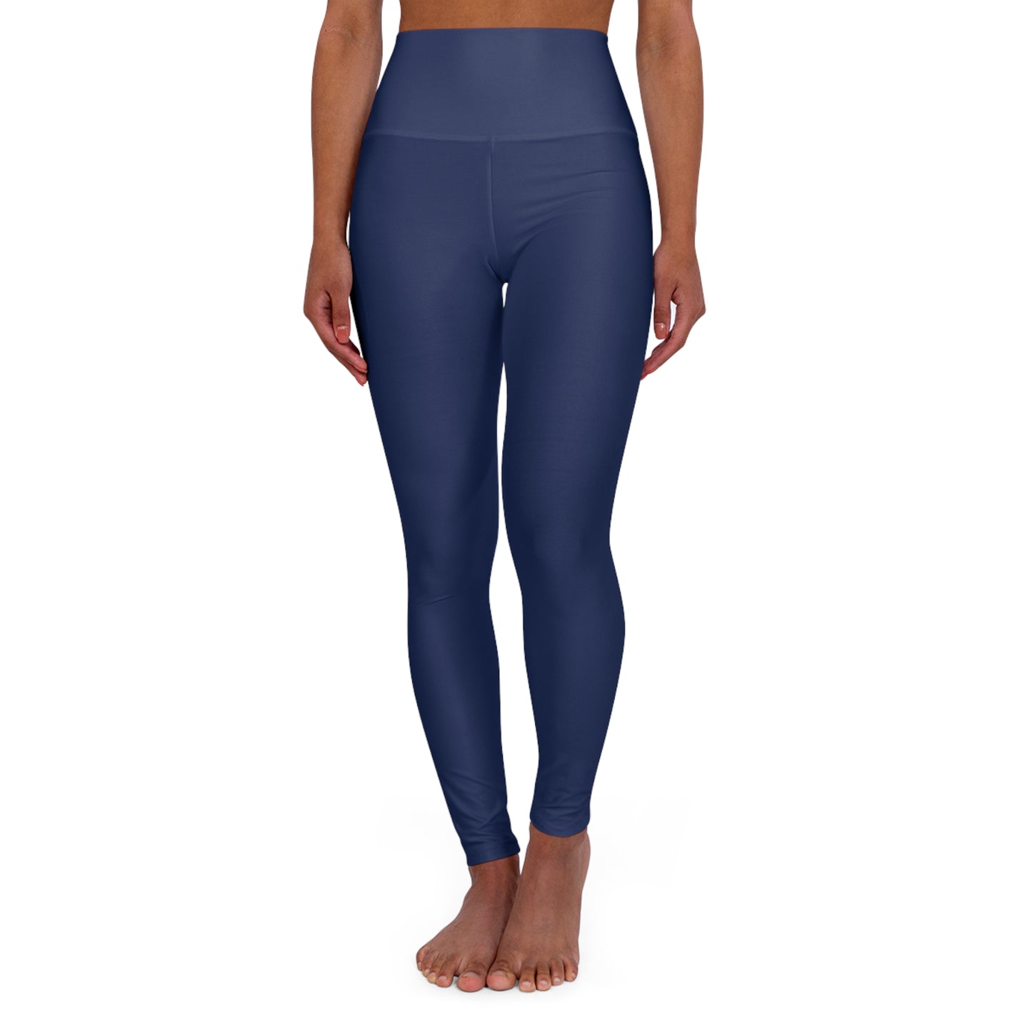 High-Waist Twilight Indigo Yoga Leggings Women's Seamless Poly-Span Stretchy Solid Navy Athletic Pants
