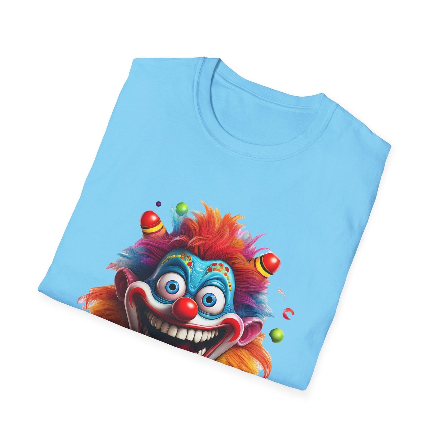 Clown Themed Unisex T Shirt Funny Man Circus Scary Man Tee Gildan Softstyle 64000 Cotton