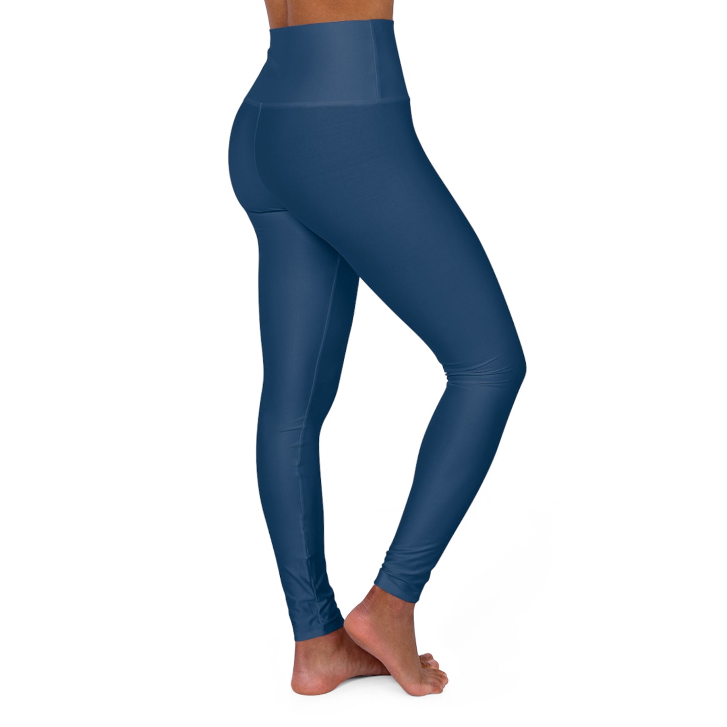 High-Waisted Yale Blue Yoga Leggings Women's Seamless Poly-Span Stretchy Navy Activewear Pants