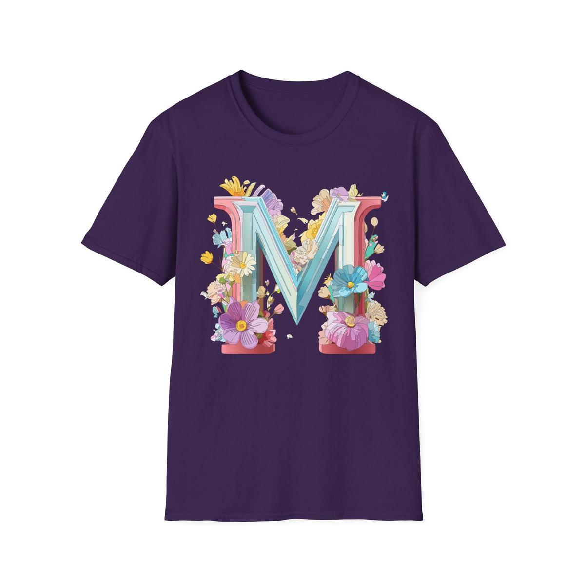 Floral Letter M T-Shirt | Monogram Initial Graphic Tee