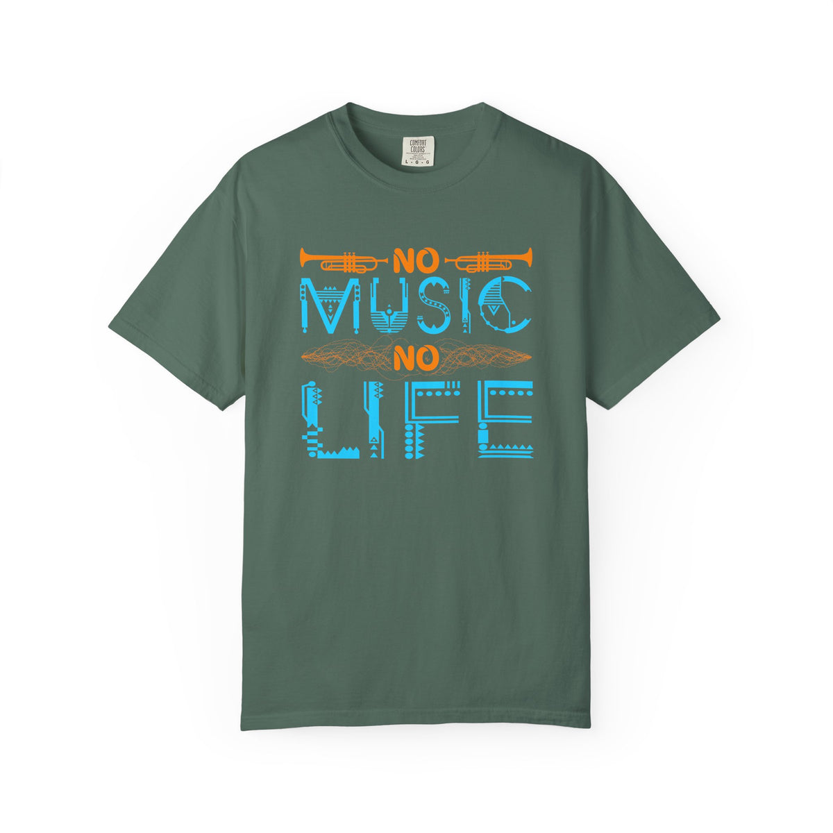No Music No Life T-shirt Musical Instruments Typography Unisex Cotton Tee 077