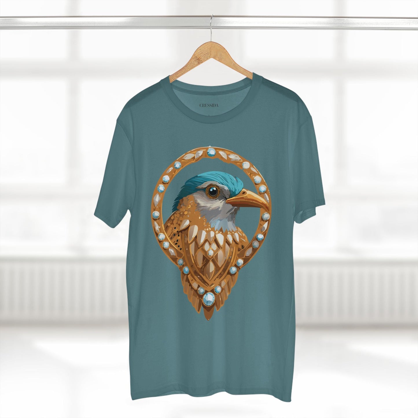 Bird Graphic Unisex 100 Cotton Tee With Unique Animal Golden Medallion Art Design 24