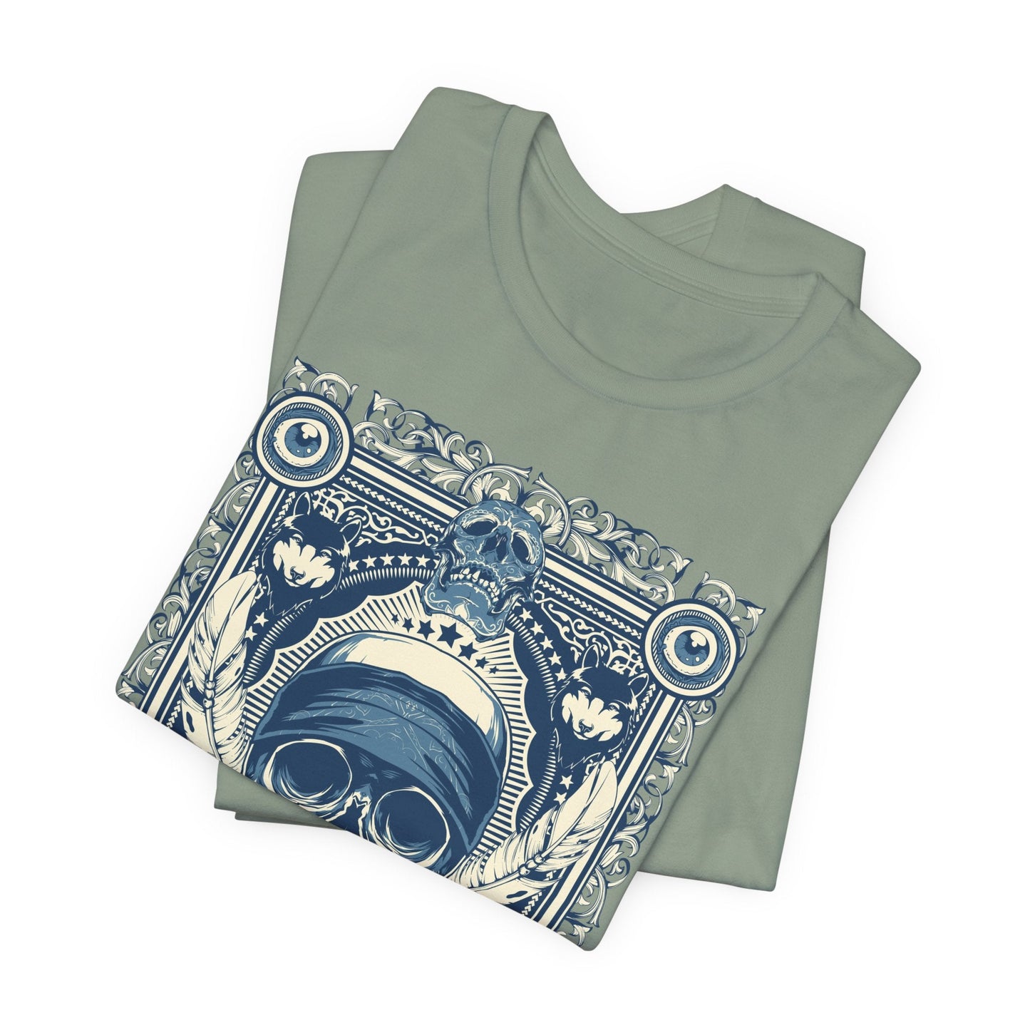 Skull Crown Graphic Tee Vintage Ornate Skull Illustration Rock Band T-Shirt