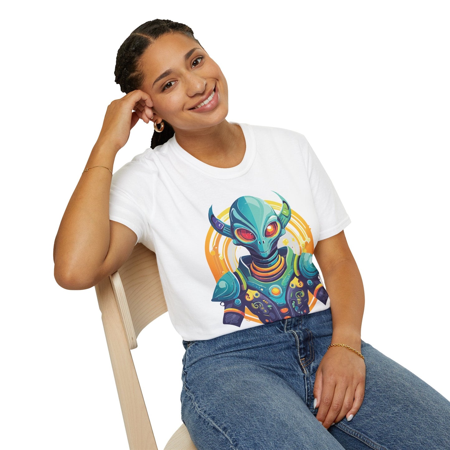 Alien T Shirt Cosmos Design Unisex Softstyle Cotton Tee With Aliens Art Graphic Print