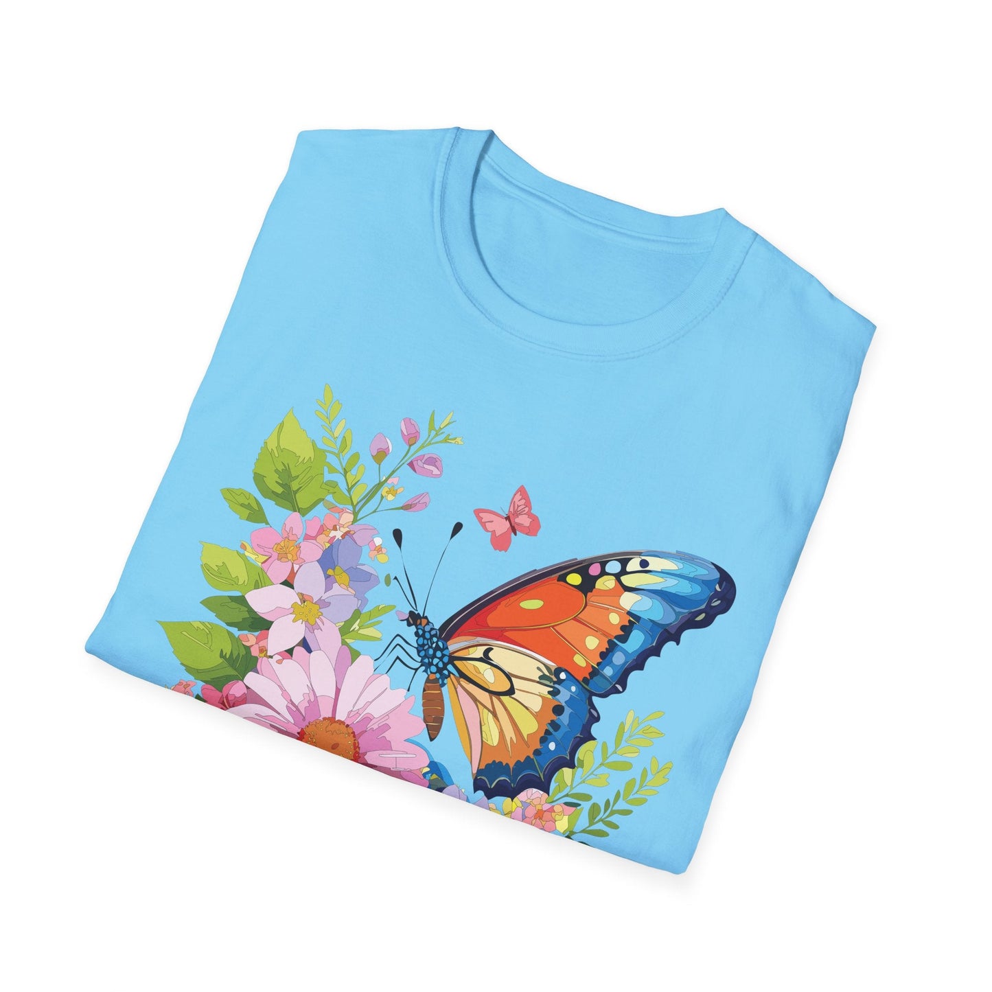Butterfly T Shirt Unisex Short Sleeve Gildan Softstyle 64000 Monarch Butterfly Design Graphic