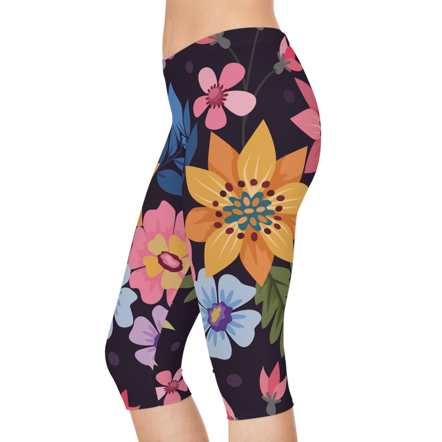 Leggings capri con estampado floral