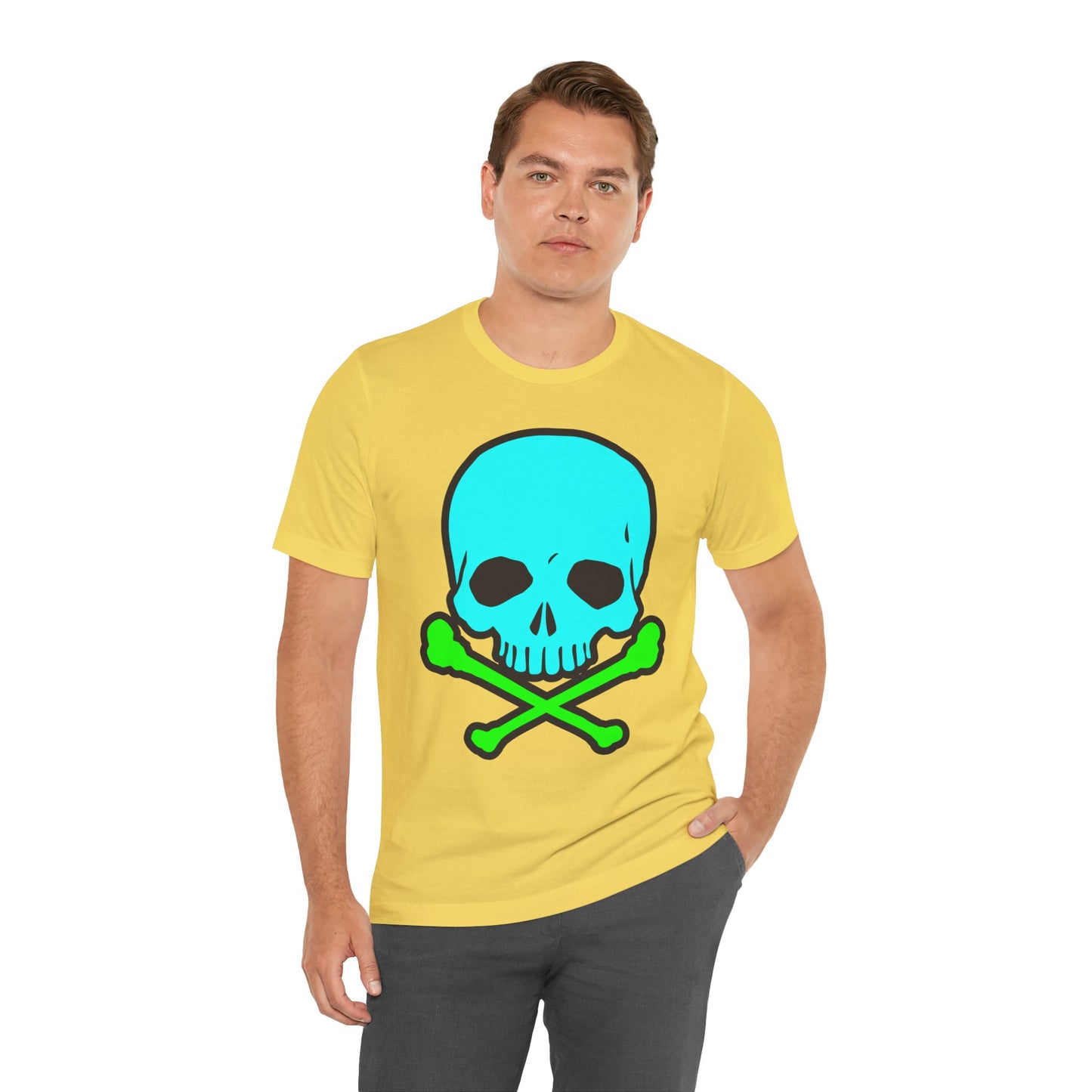 Blue Skull Graphic Design Tee, Skull Shirt, Vintage Tees, Art Design T-Shirt, Vintage Graphic Tee, Art Shirts with Skulls