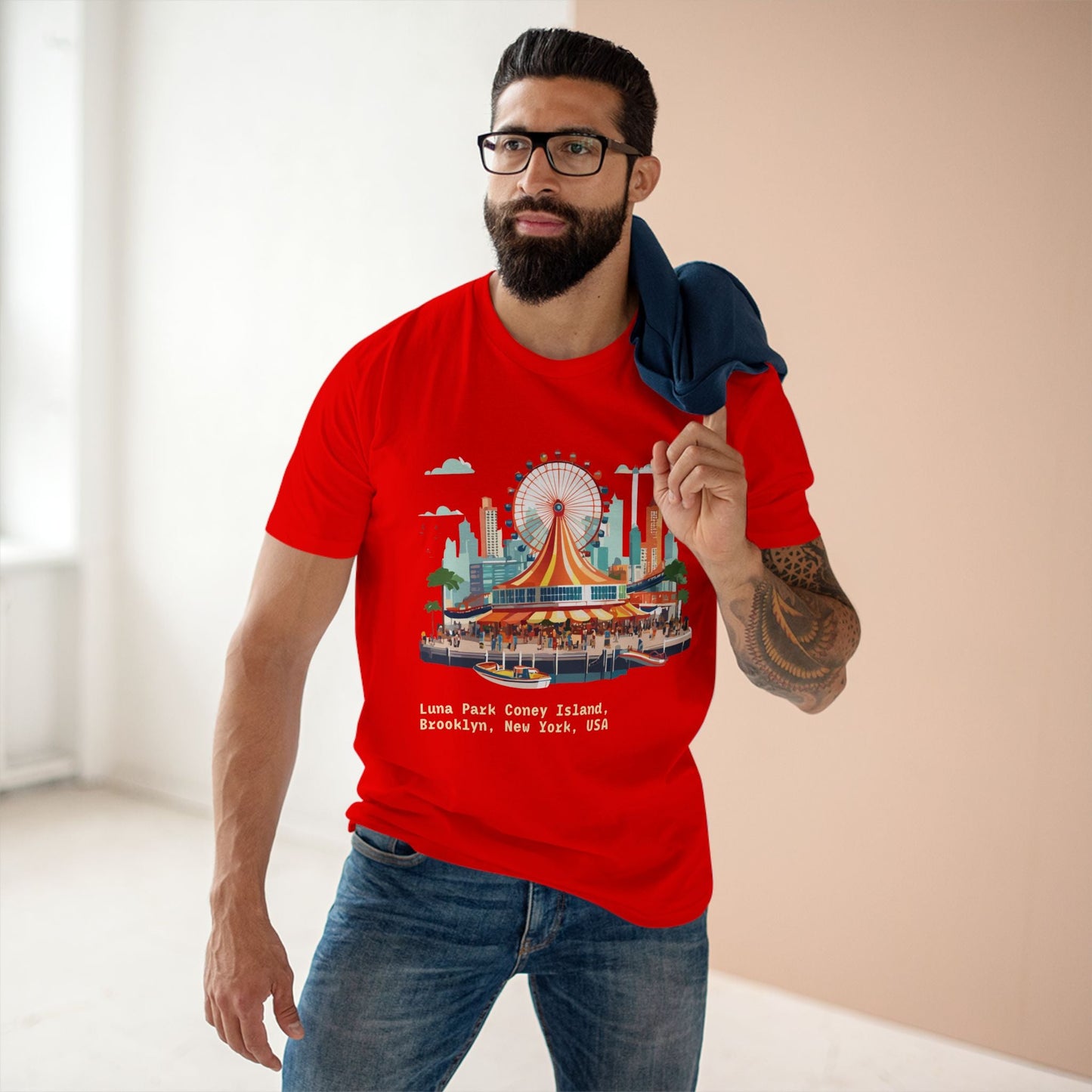 Travel Shirt Brooklyn Tourist Tee TT-13 Unisex By Retro2Nova Premium Cotton Art Collection
