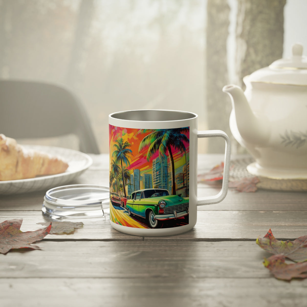 34 Art Design Insulated Coffee Mug Clear Lid 10oz Insulated Coffee Mug 10oz