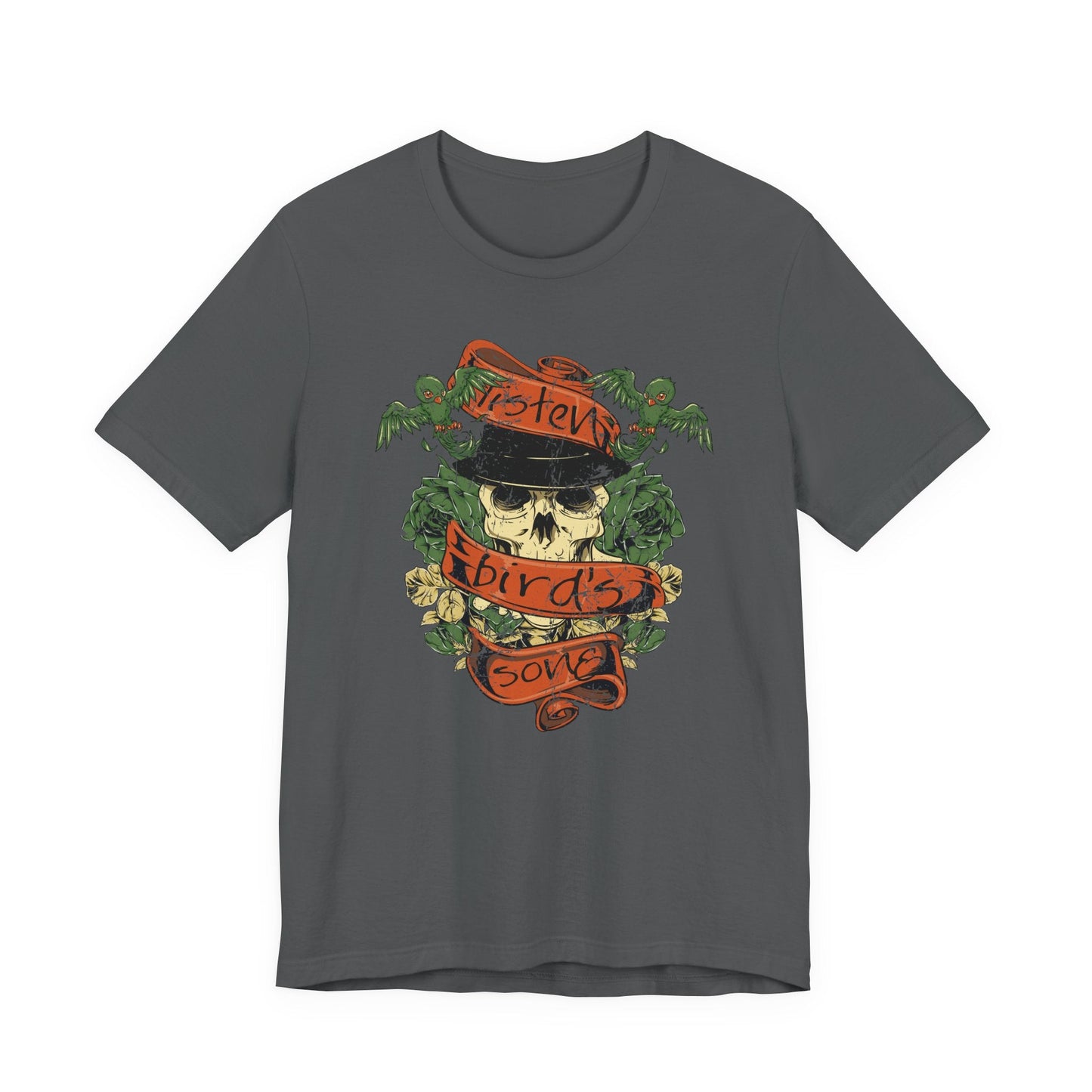 Skull Floral Tattoo Style Graphic Design Unisex Cotton T-Shirt Art-38