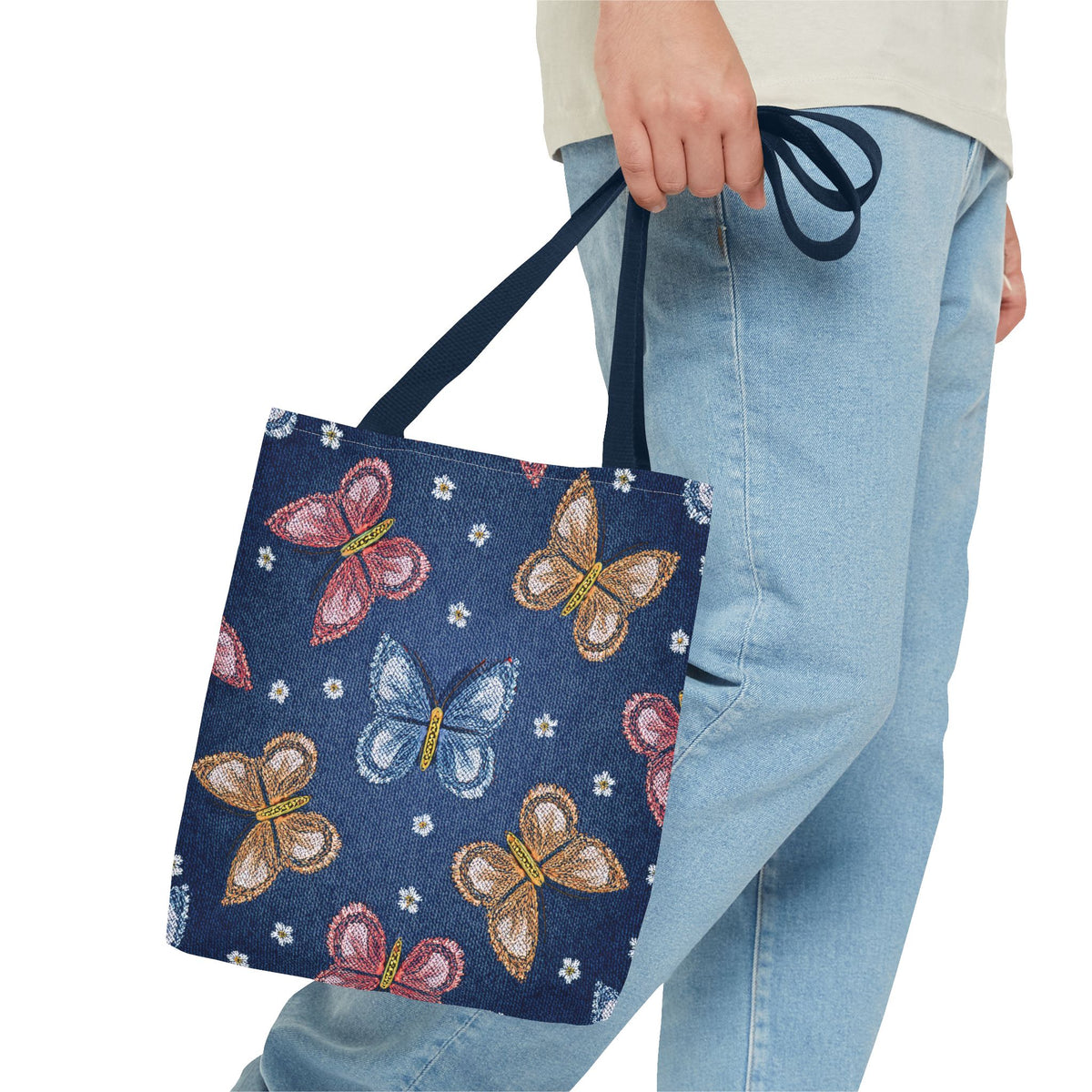 Denim Fabric Imitation Print Unisex Canvas Bag Poly Spun 3 Sizes Tote Bag 171