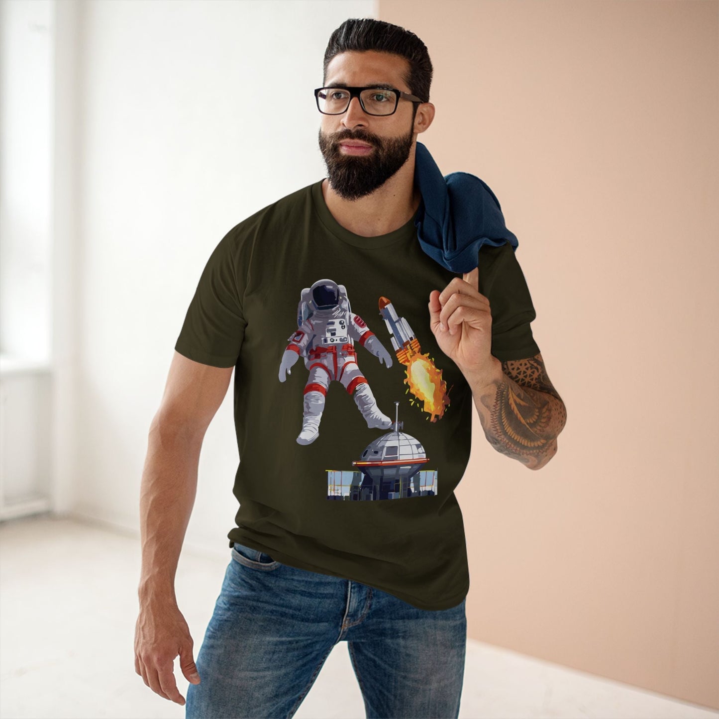 Cosmos Astronaut Shirt Unisex Premium Cotton Tee With Original Art Design Retro2Nova Collection
