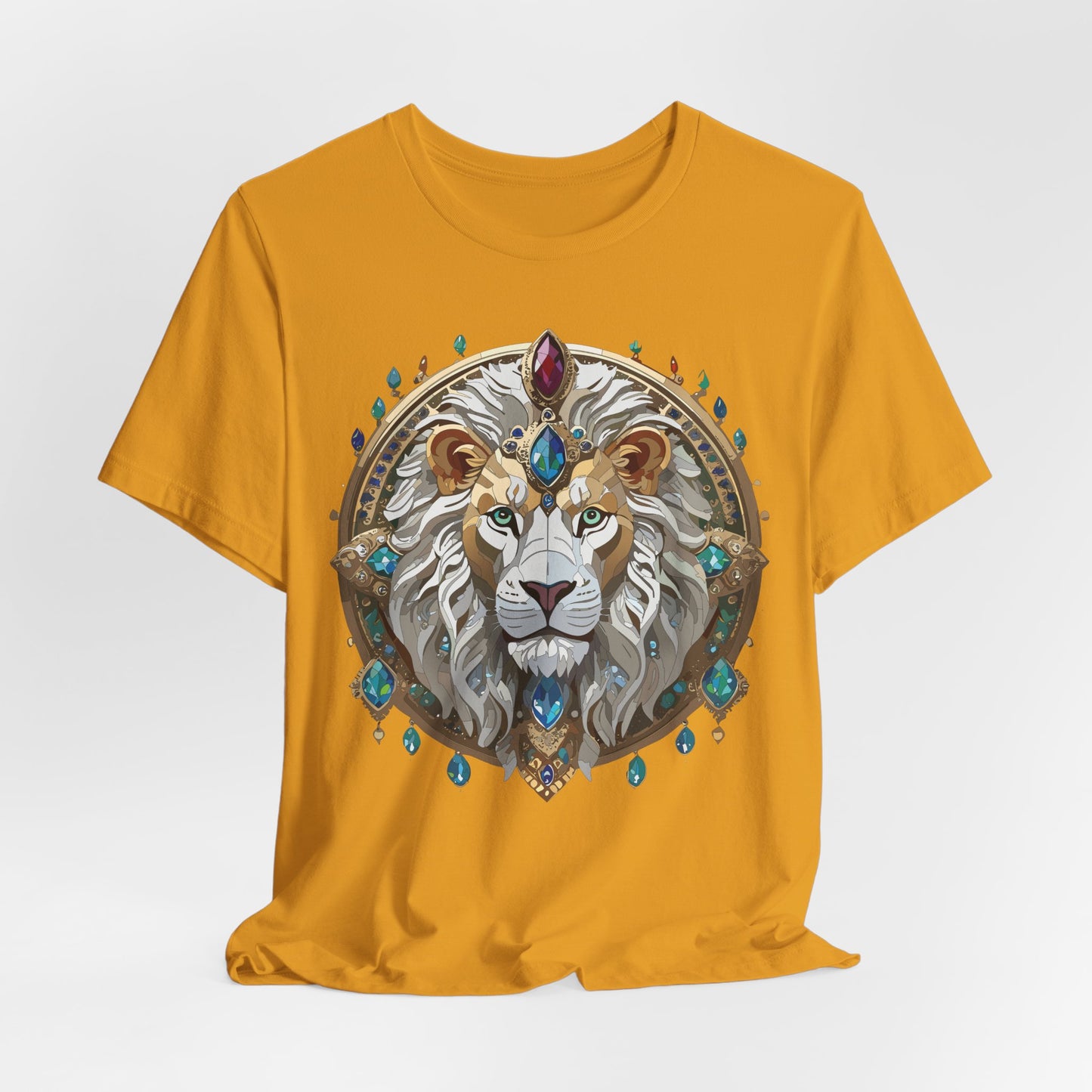 Unisex Lion Graphic Tee, Animal Shirt, Tee Shirt with Lion, Medallion T-Shirt, Animal Medallion Tees