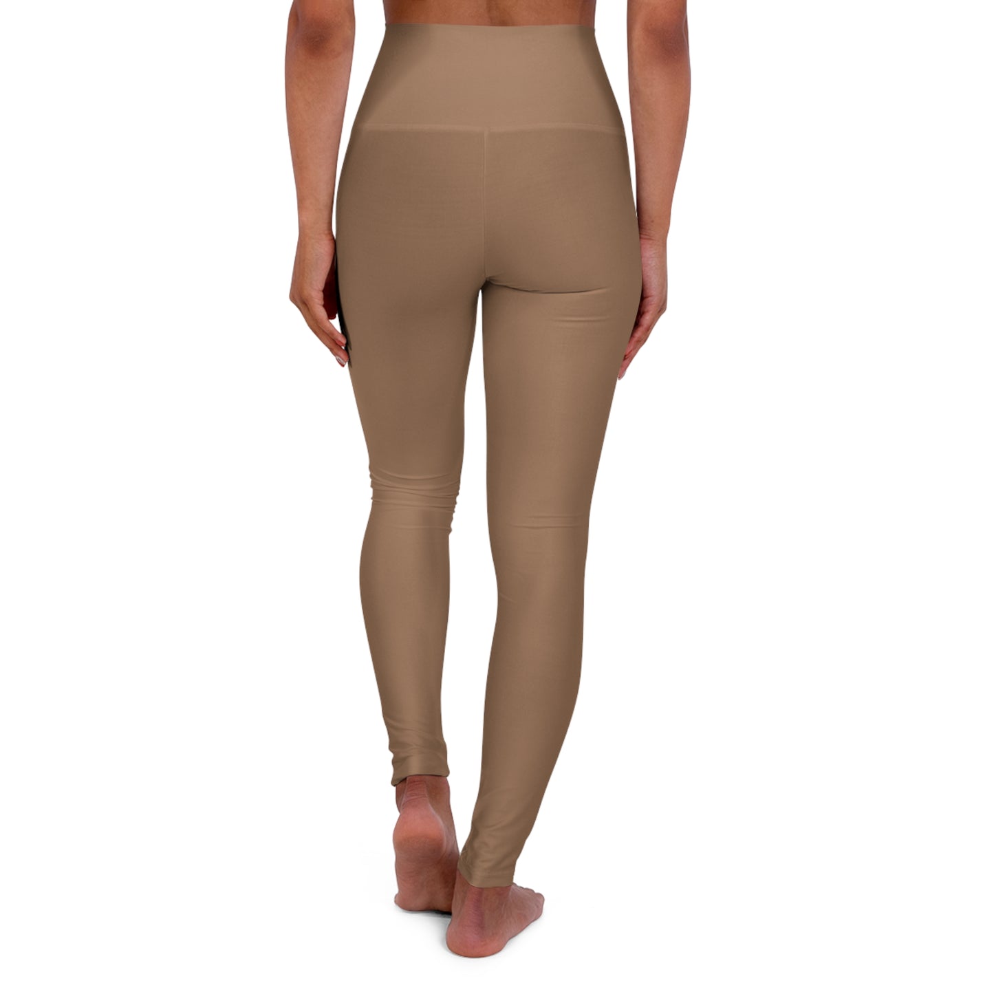 High-Waist Faded Copper Yoga Leggings Women's Poly-Span Smooth Neutral Light Brown Performance Tights