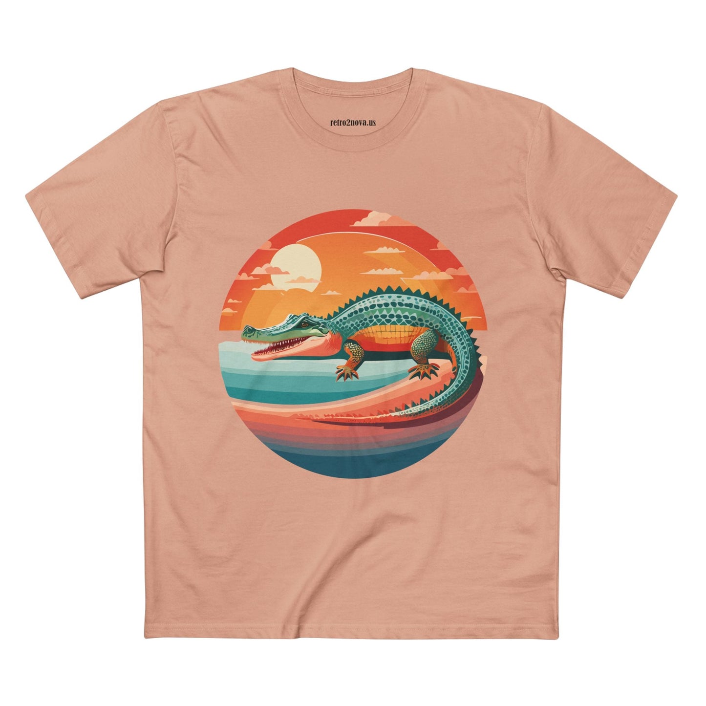 Unisex Crocodile Animal Shirt With Original Art Design Retro2Nova Premium Cotton Staple Tee For Everyday Comfort
